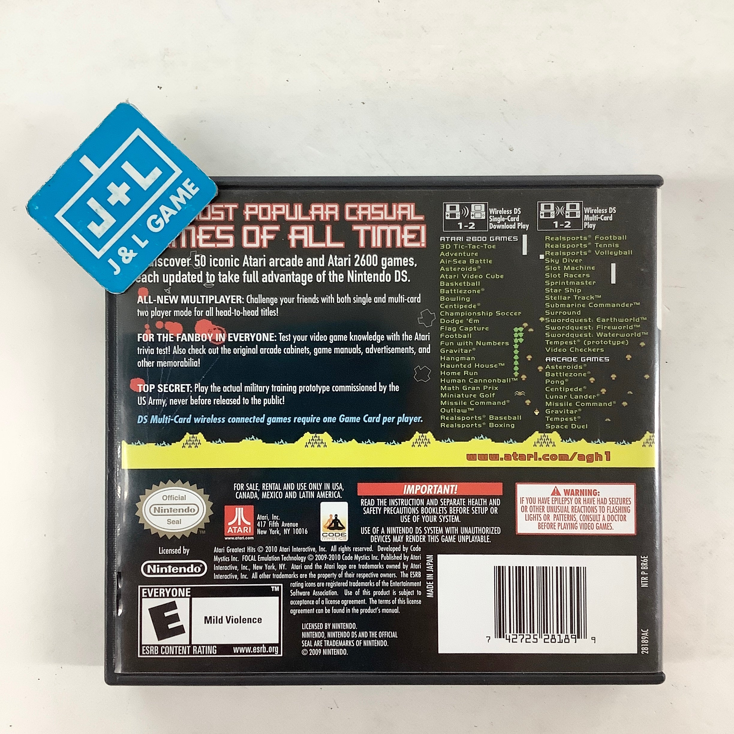 Atari Greatest Hits: Volume 1 - (NDS) Nintendo DS [Pre-Owned] Video Games Atari SA