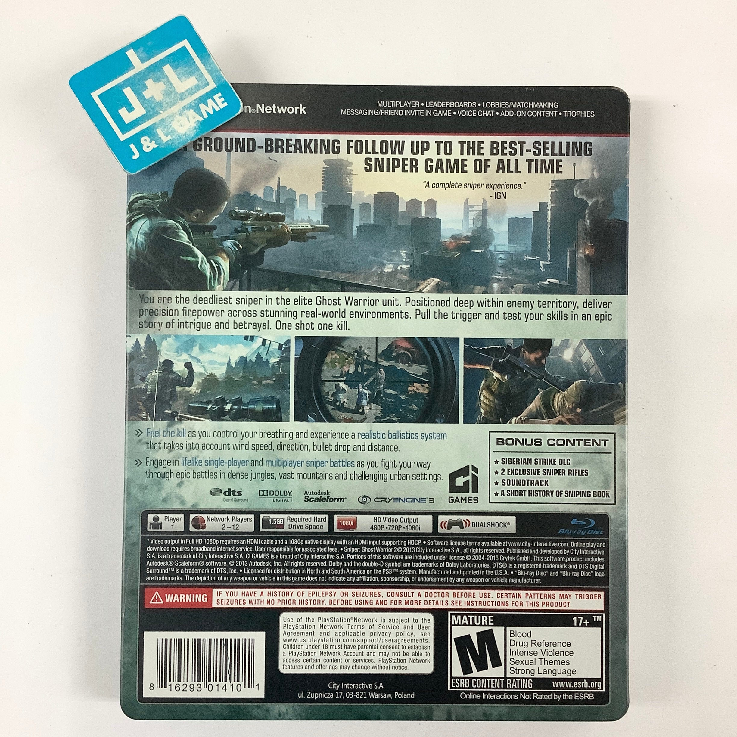 Sniper: Ghost Warrior 2 (Bulletproof Steelbook Edition) - (PS3