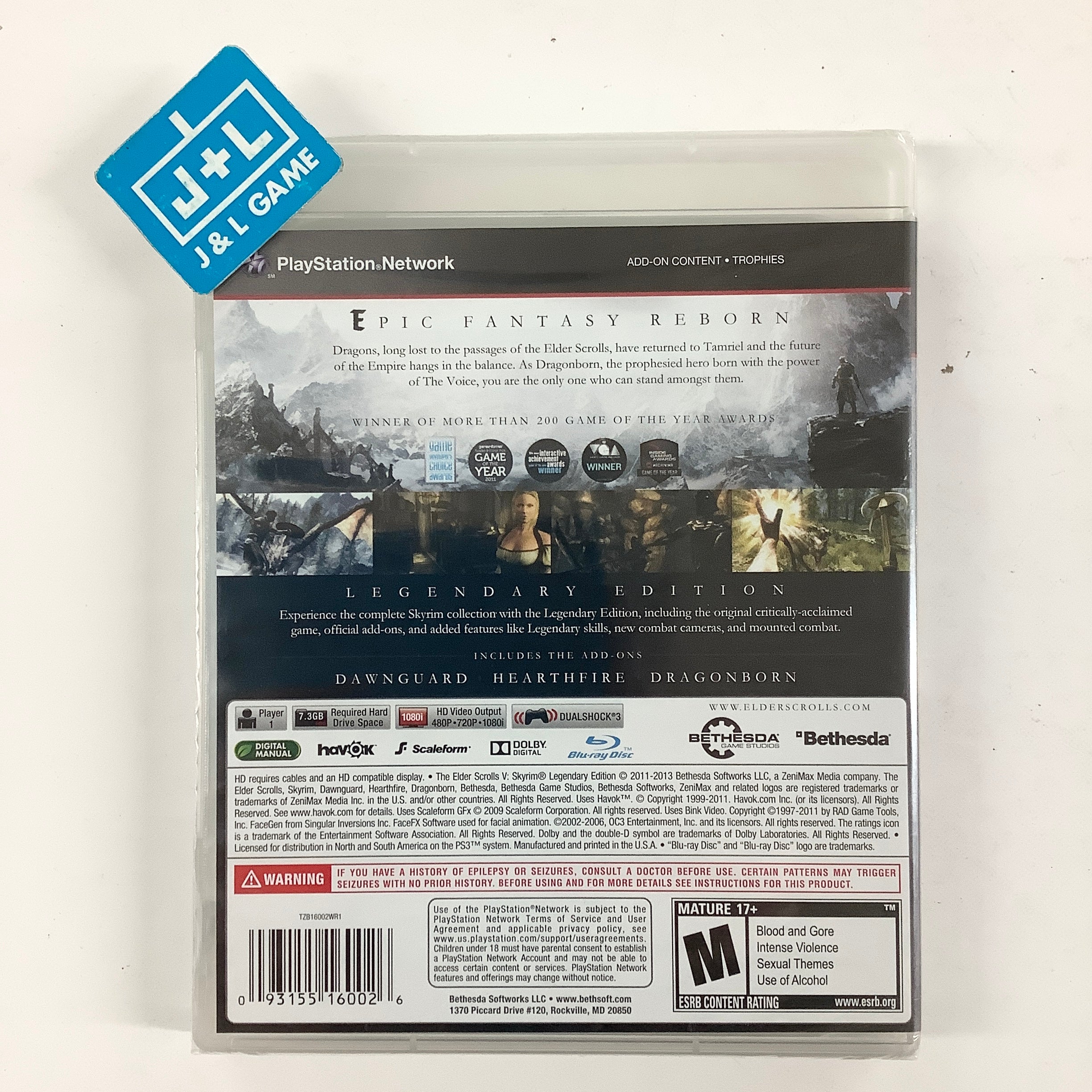 The Elder Scrolls V: Skyrim (Legendary Edition) - (PS3) Playstation 3 Video Games Bethesda