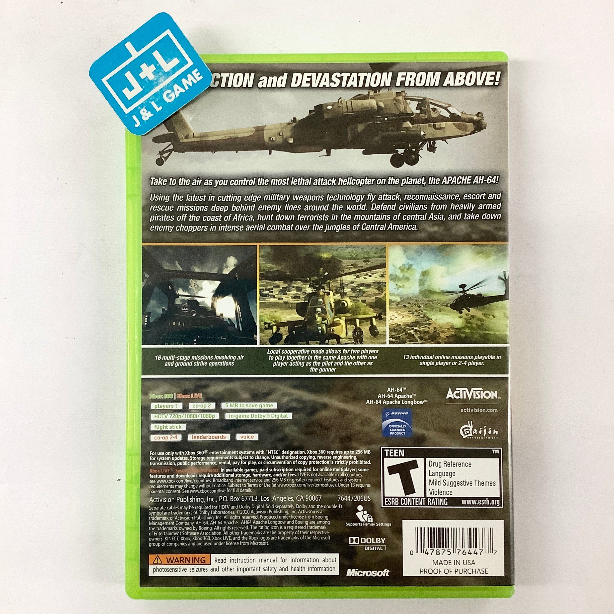 Apache: Air Assault - Xbox 360 [Pre-Owned] Video Games Activision   