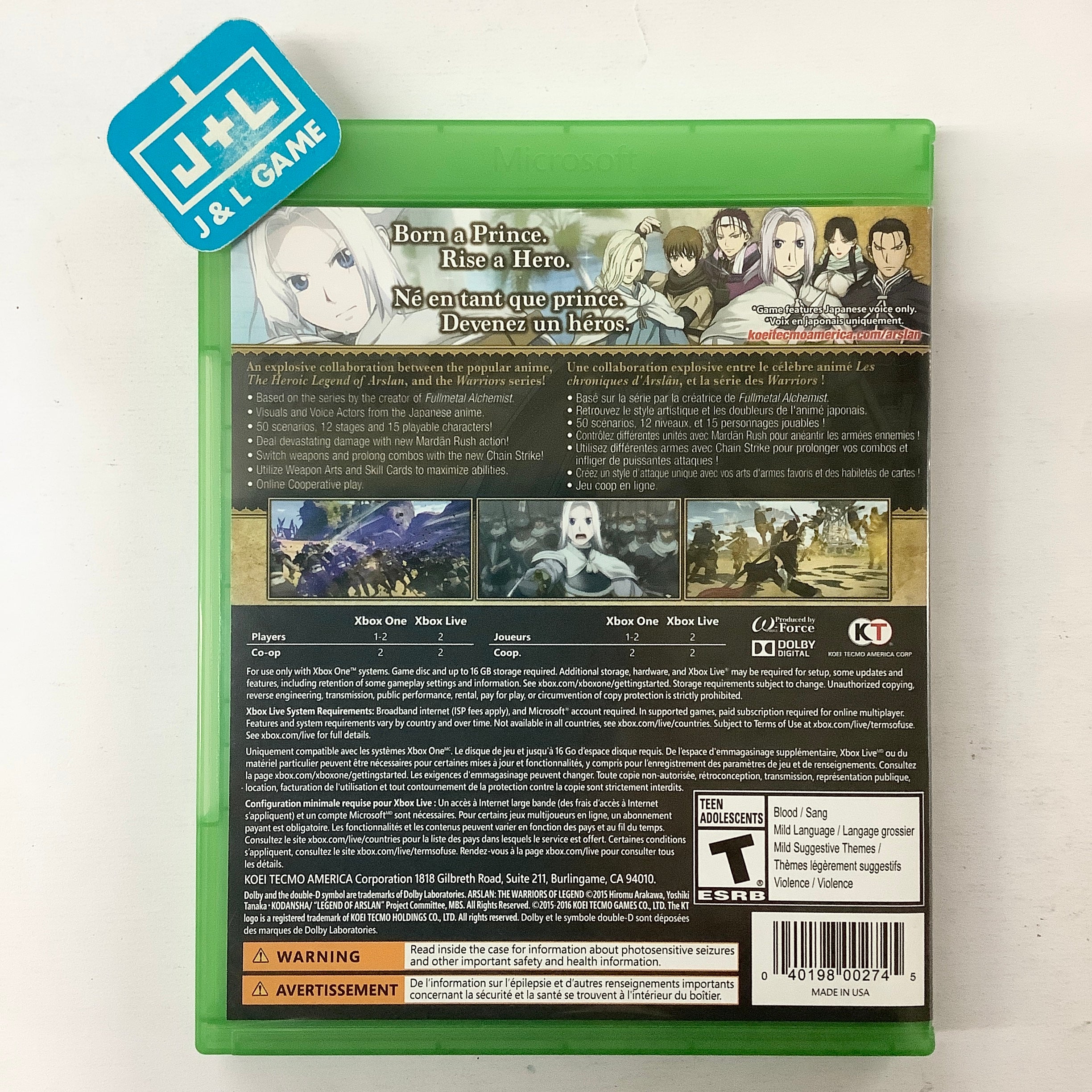 Arslan: The Warriors of Legend - (XB1) Xbox One [Pre-Owned] Video Games Koei Tecmo   