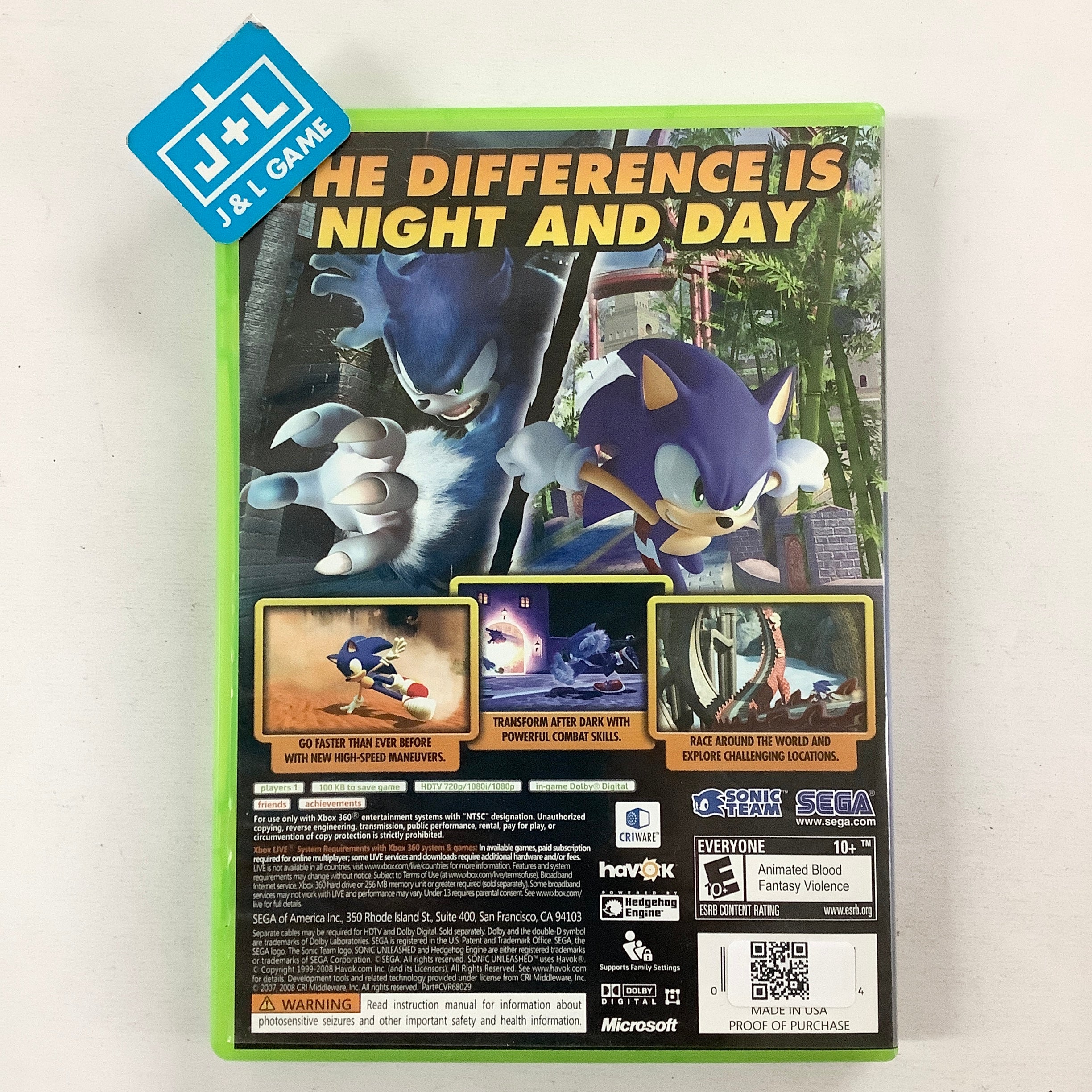 Sonic Unleashed (Platinum Hits) - Xbox 360 [Pre-Owned] Video Games Sega