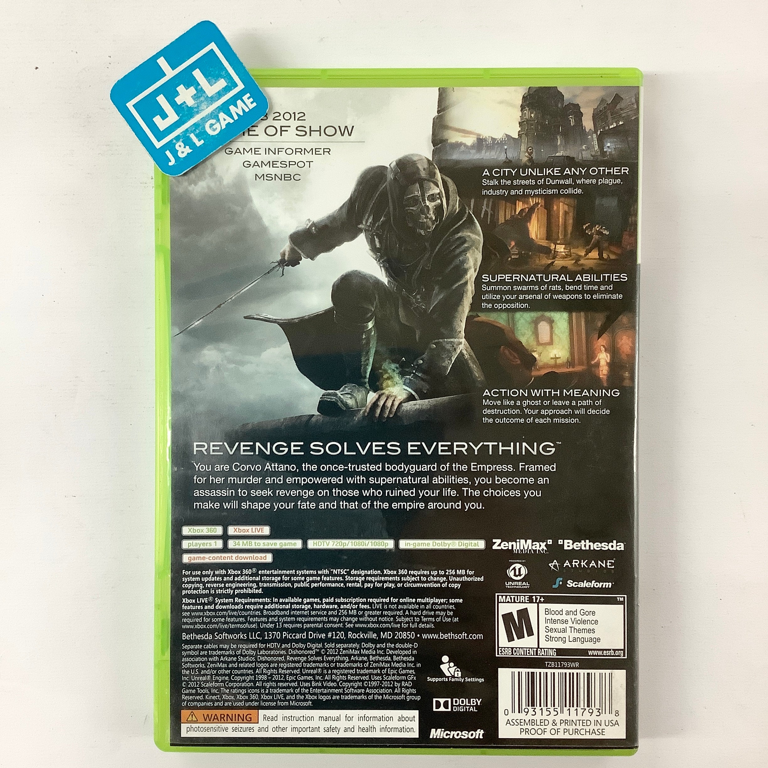 Dishonored - Xbox 360 [Pre-Owned] Video Games Bethesda   