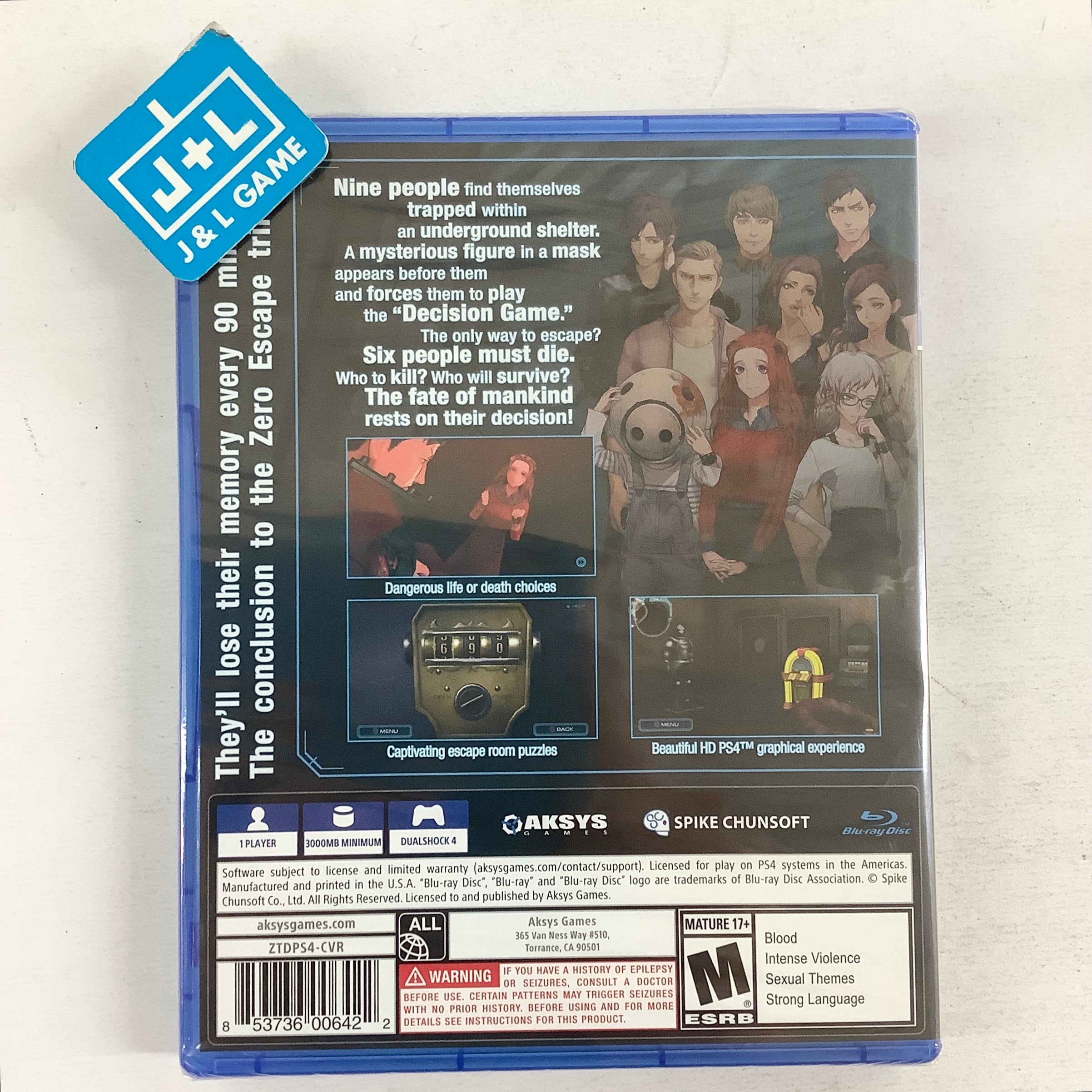 Zero Escape: Zero Time Dilemma - (PS4) PlayStation 4 Video Games Aksys Games