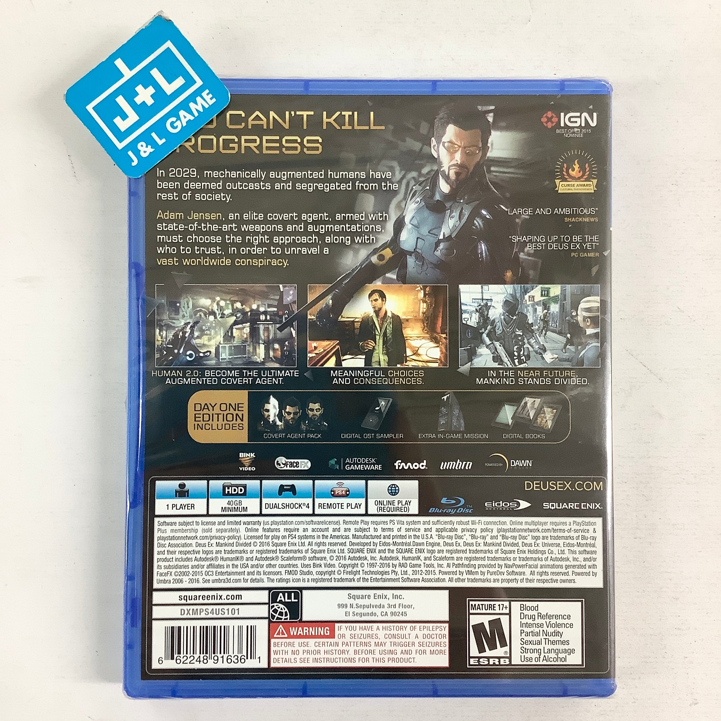 Deus Ex: Mankind Divided (Day One Edition) - (PS4) PlayStation 4 Video Games Square Enix