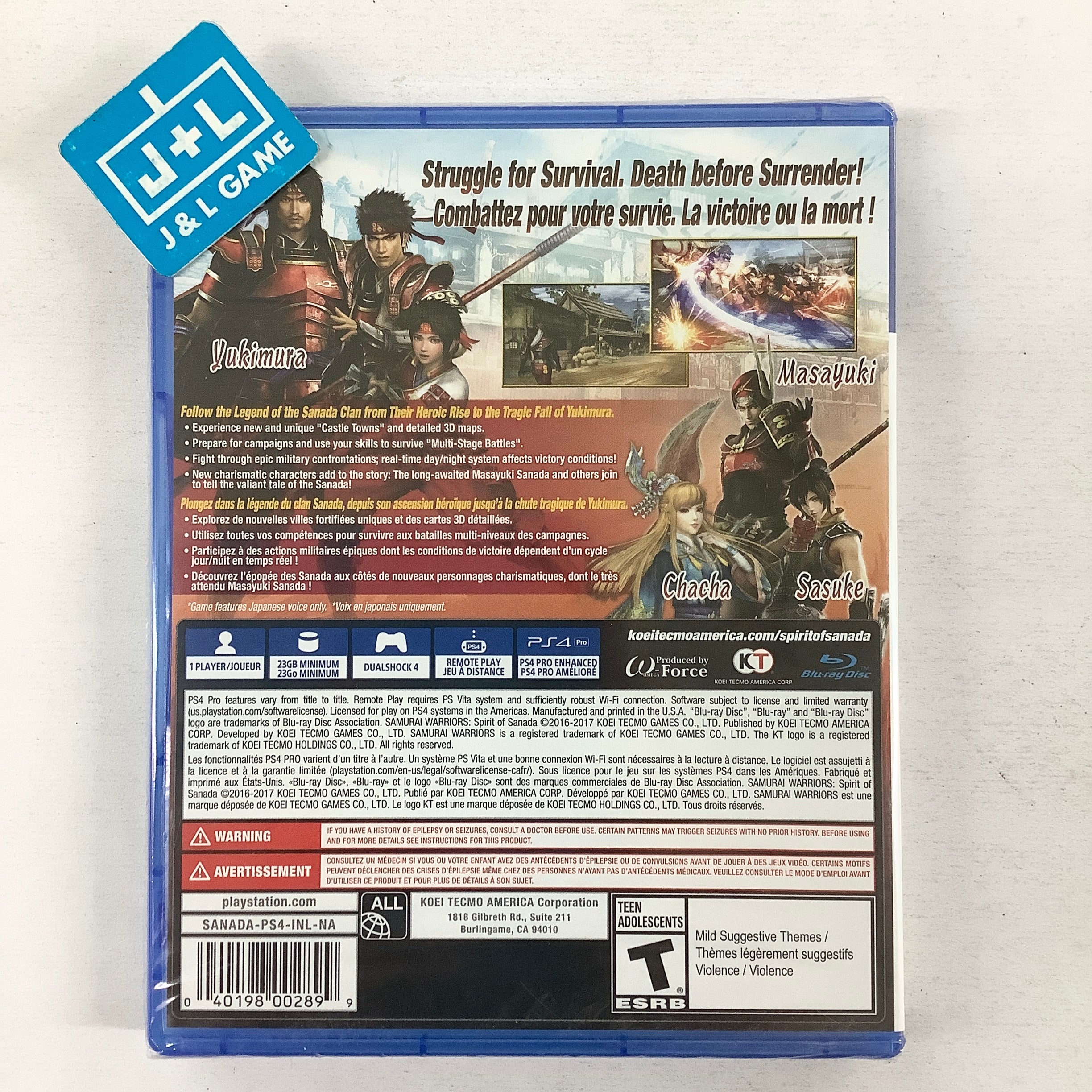 Samurai Warriors: Spirit of Sanada - (PS4) PlayStation 4 | J&L Game