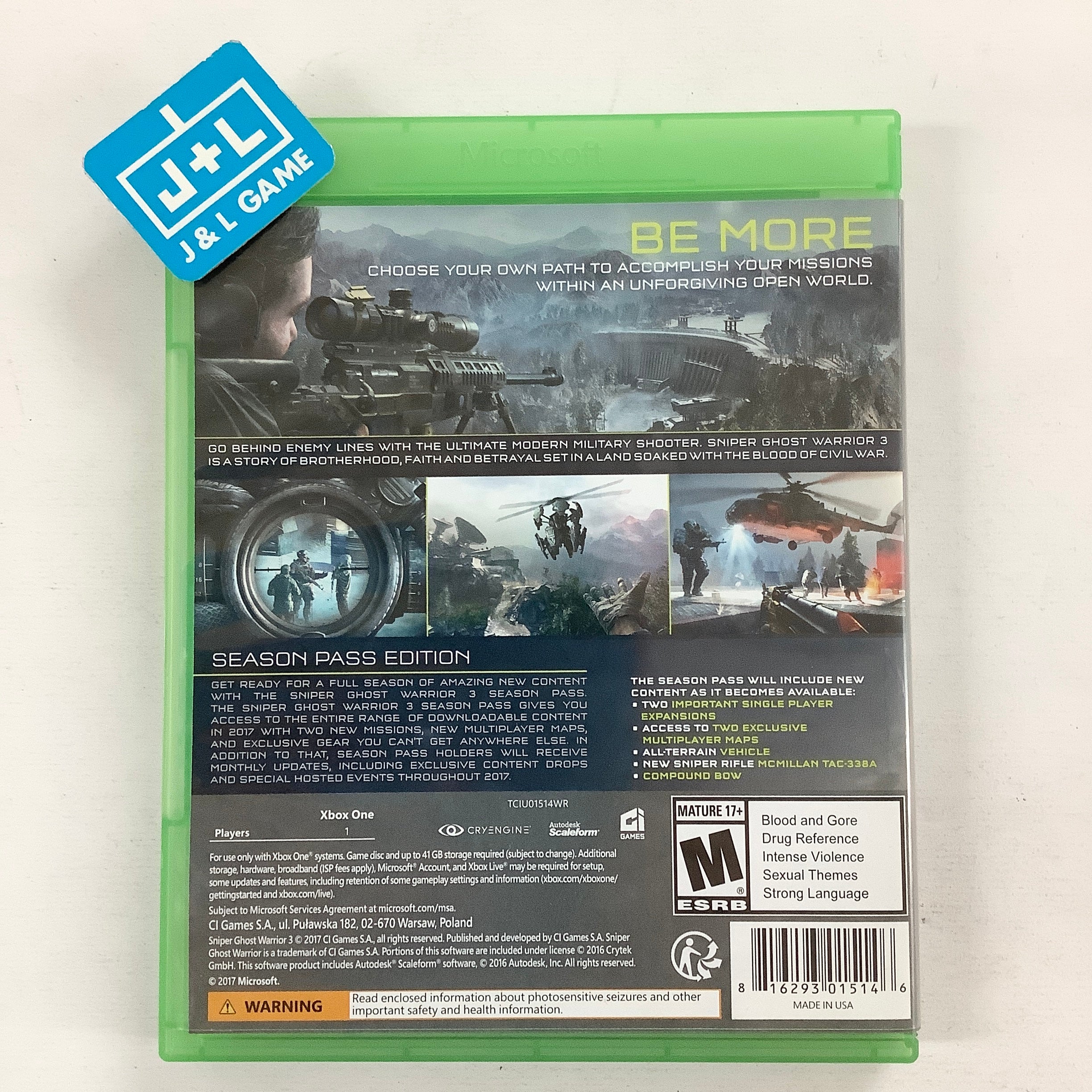 Sniper: Ghost Warrior 3 (Season Pass Edition) - (XB1) Xbox One [Pre-Owned] Video Games City Interactive   