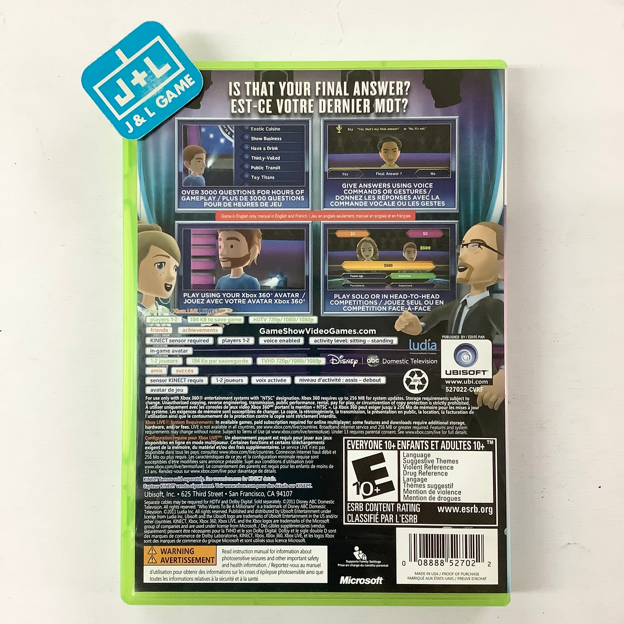 Who Wants To Be A Millionaire? 2012 Edition (Kinect Required) - Xbox 360 [Pre-Owned] Video Games Ubisoft   