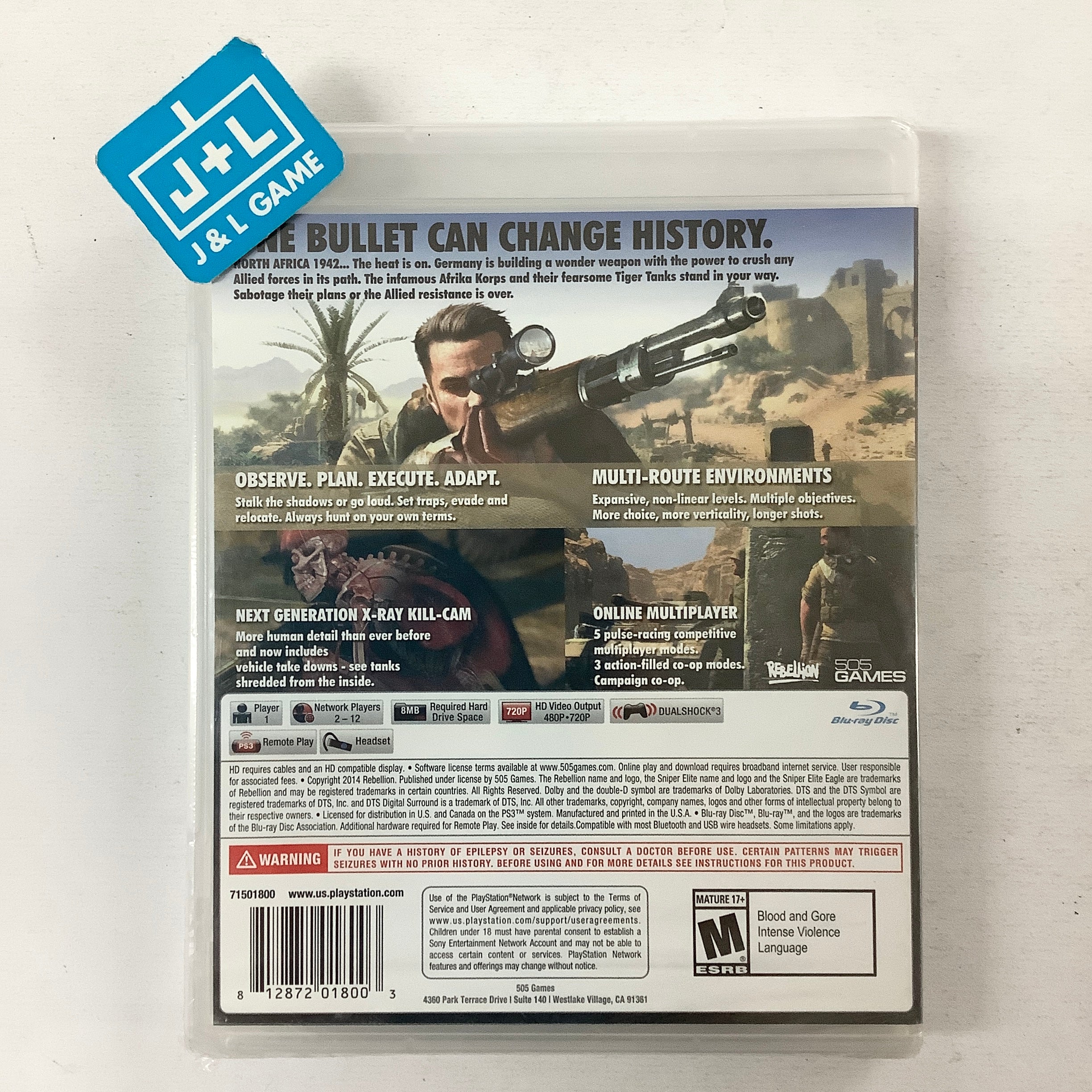 Sniper Elite III - (PS3) PlayStation 3 Video Games 505 Games   