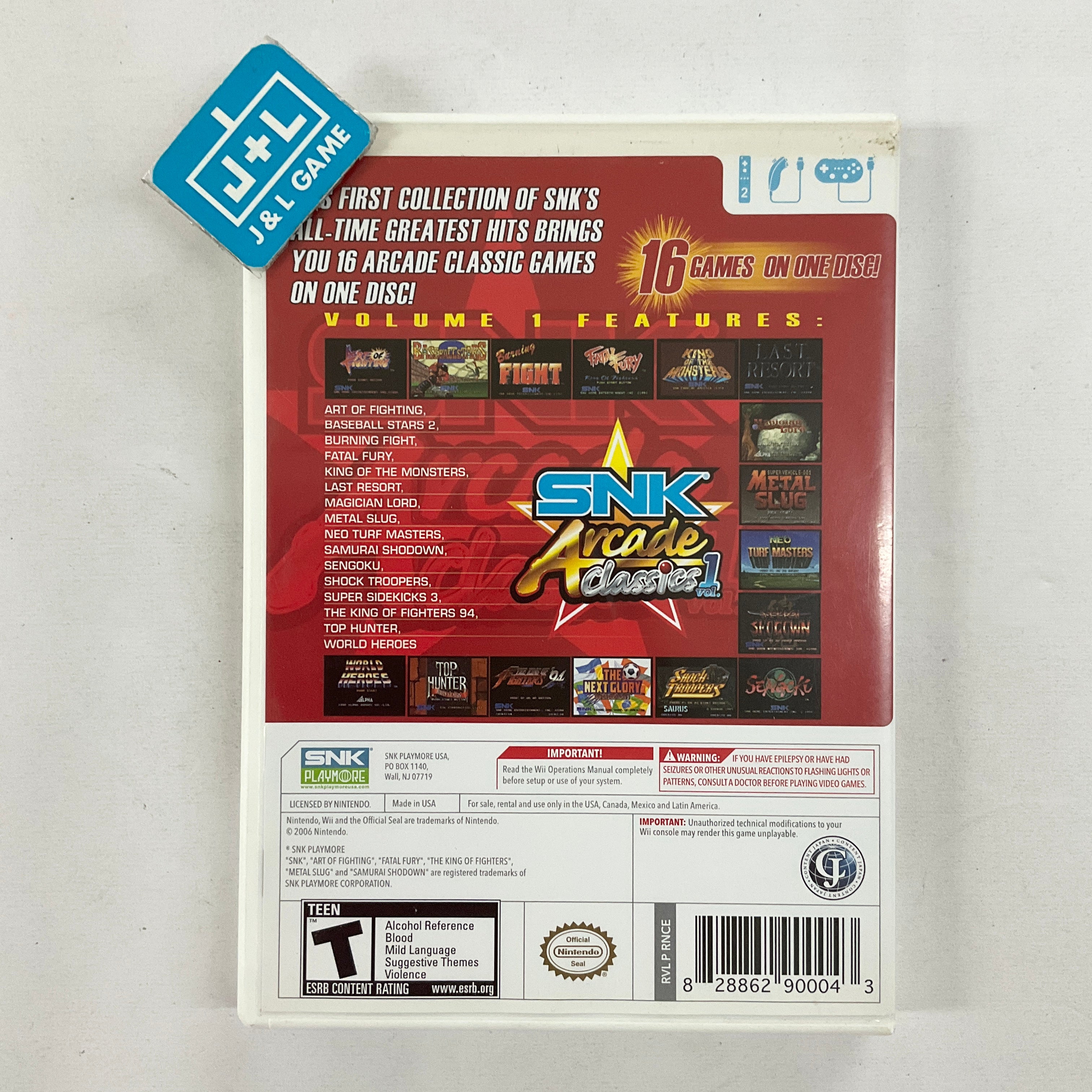 SNK Arcade Classics Volume 1 - Nintendo Wii [Pre-Owned] | J&L Game