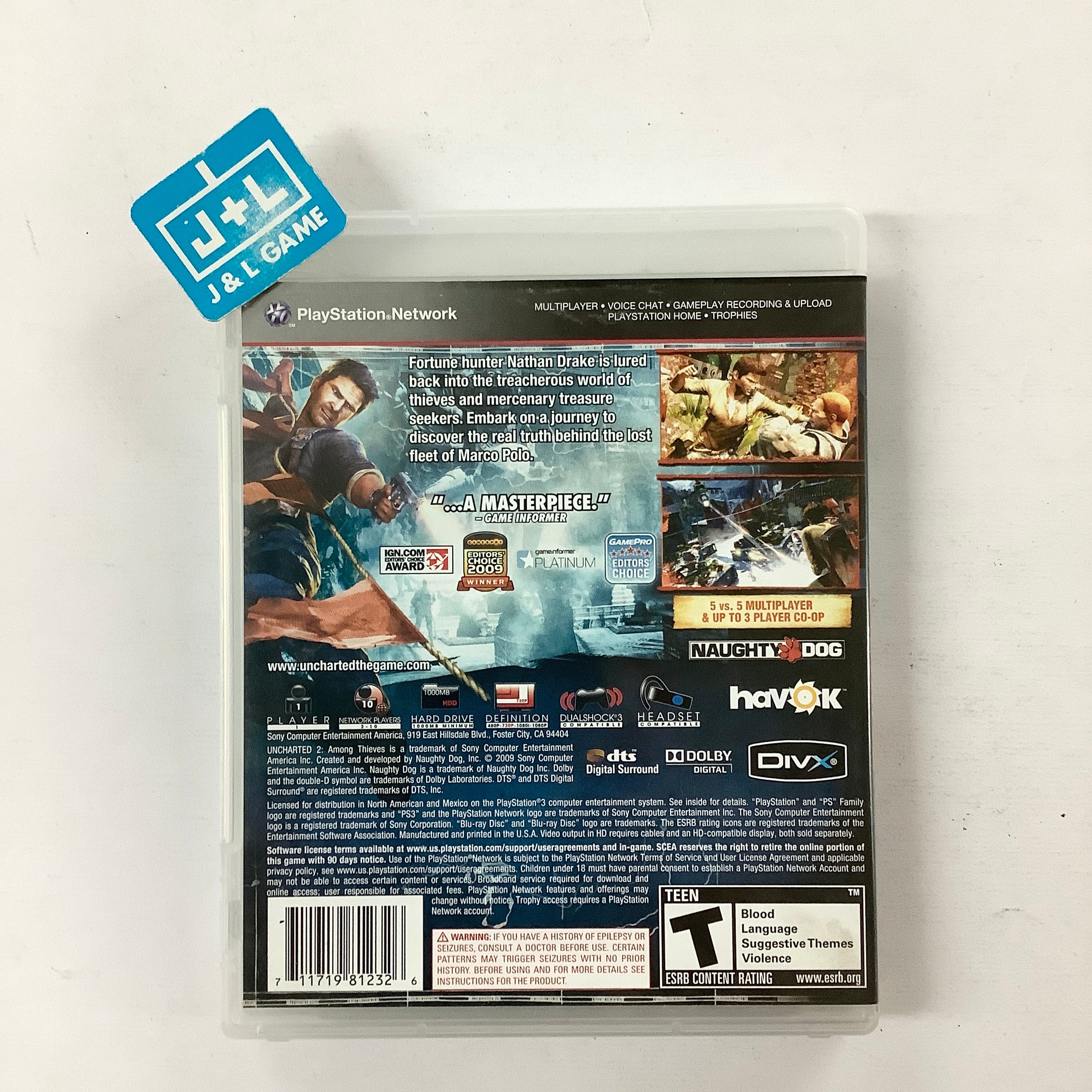 Uncharted 2: Among Thieves - (PS3) PlayStation 3 [Pre-Owned] Video Games SCEA   