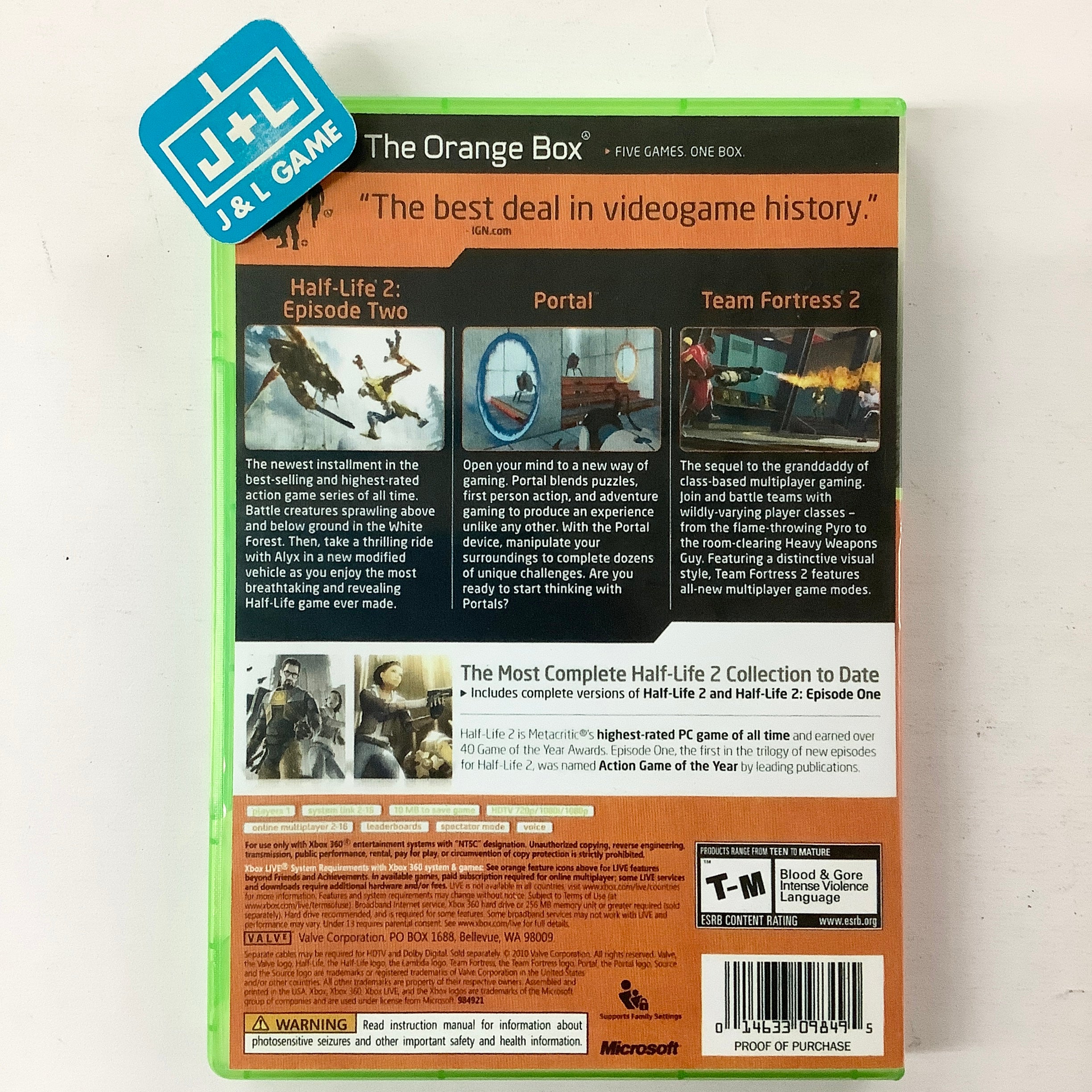 The Orange Box (Platinum Hits) - Xbox 360 [Pre-Owned] Video Games EA Games   