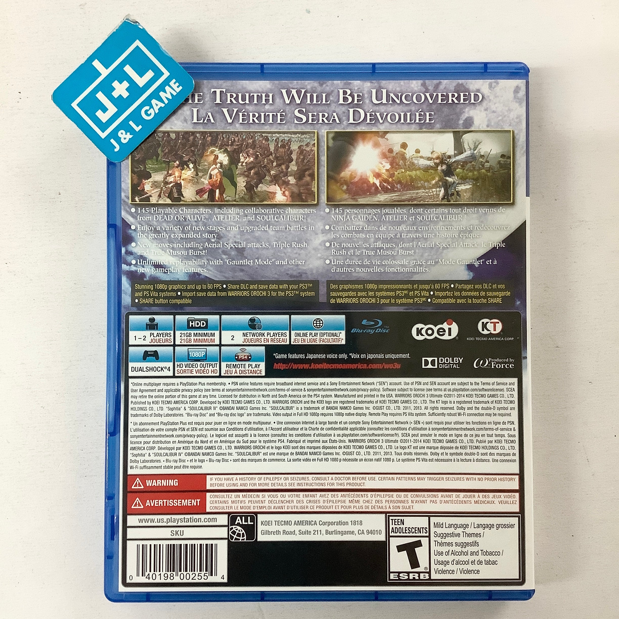 Warriors Orochi 3 Ultimate - (PS4) PlayStation 4 [Pre-Owned] Video Games Koei