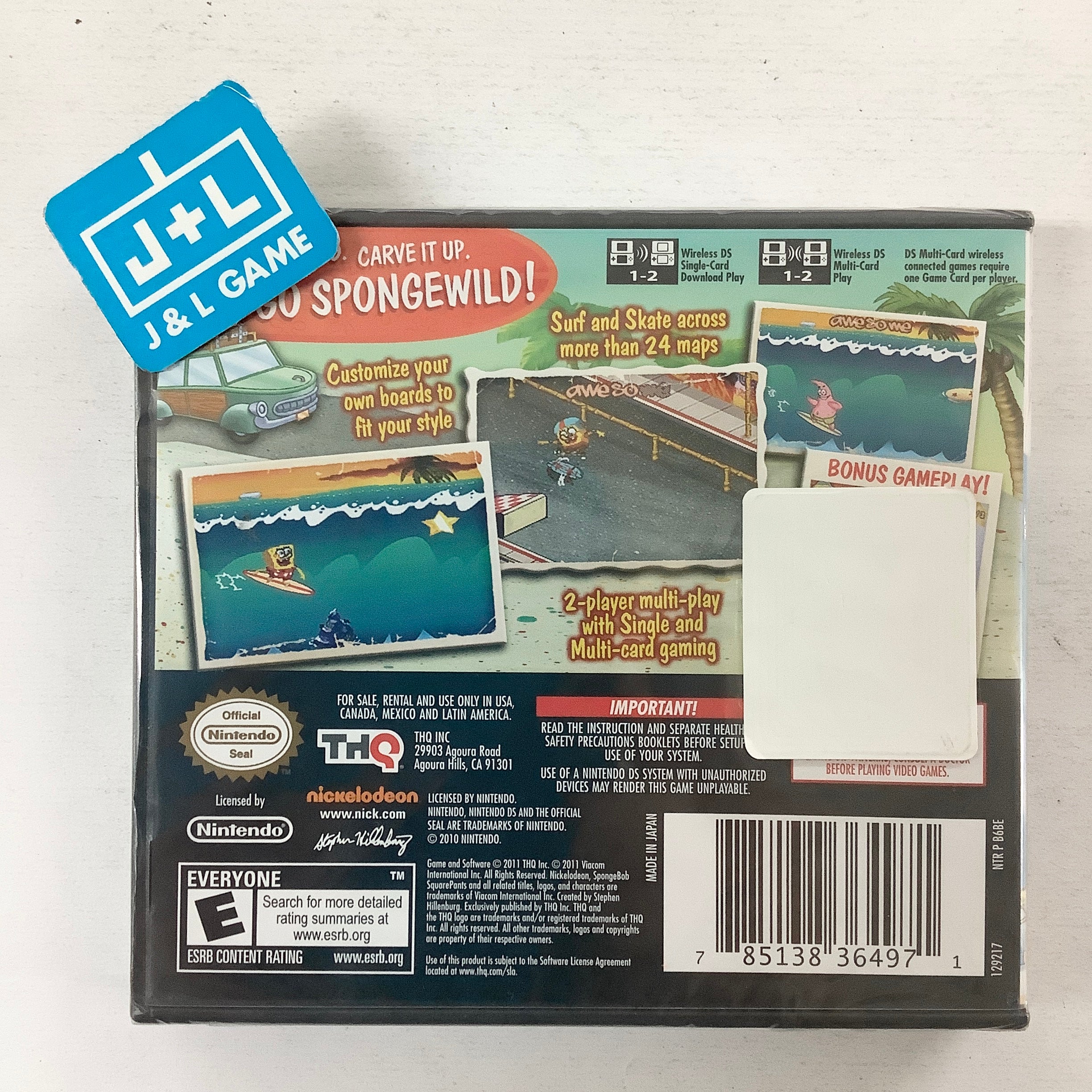 SpongeBob's Surf & Skate Roadtrip - (NDS) Nintendo DS Video Games THQ   