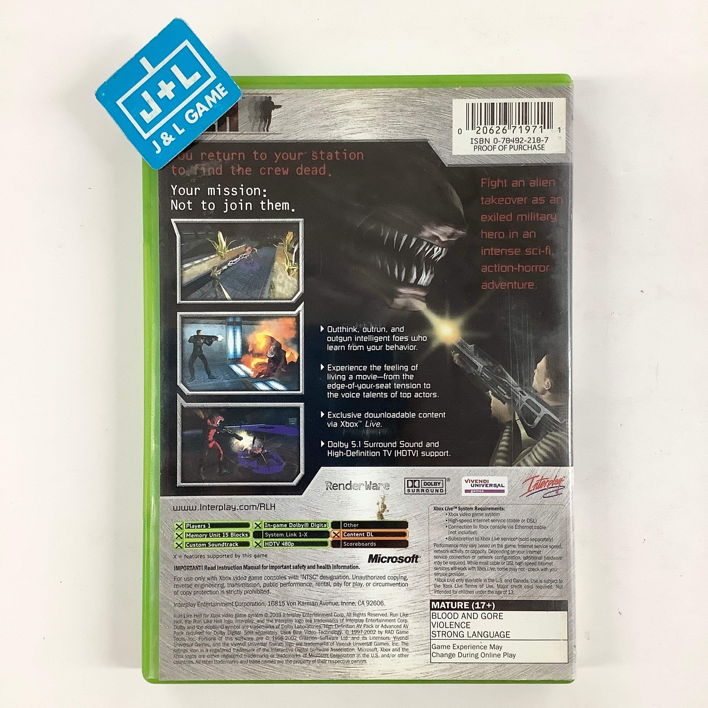 RLH: Run Like Hell - (XB) Xbox [Pre-Owned] Video Games Interplay