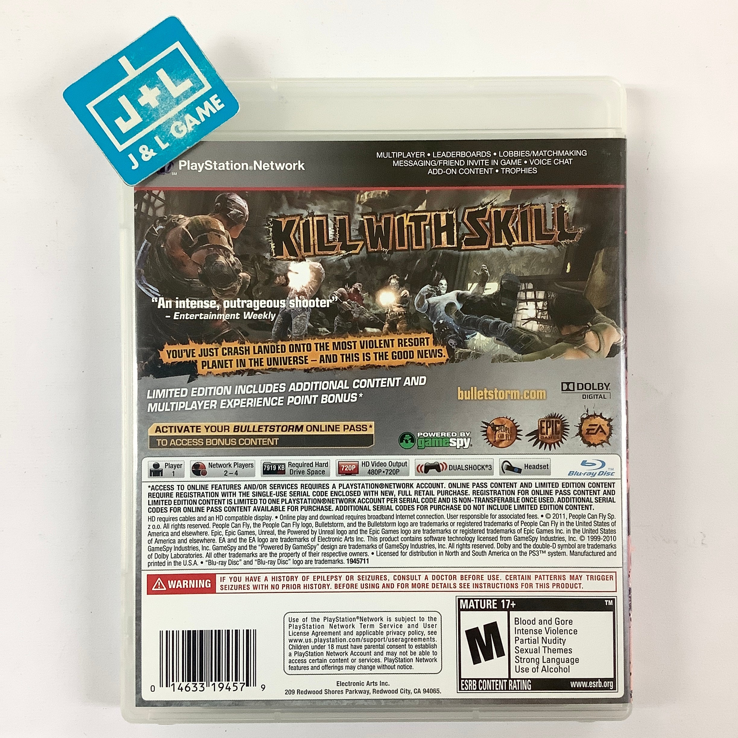 Bulletstorm - (PS3) PlayStation 3 [Pre-Owned] Video Games Electronic Arts   