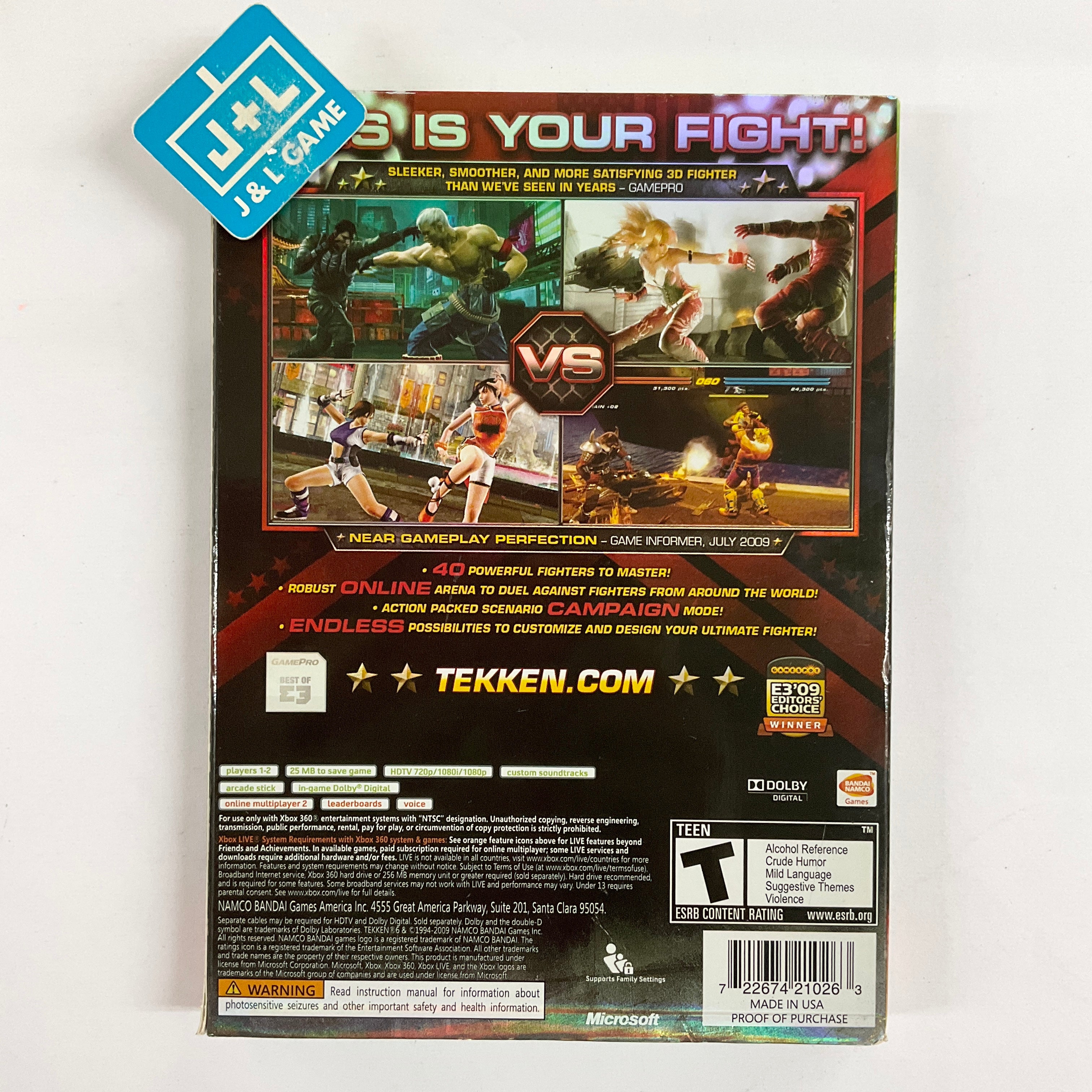 Tekken 6 - Xbox 360 [Pre-Owned] | J&L Game