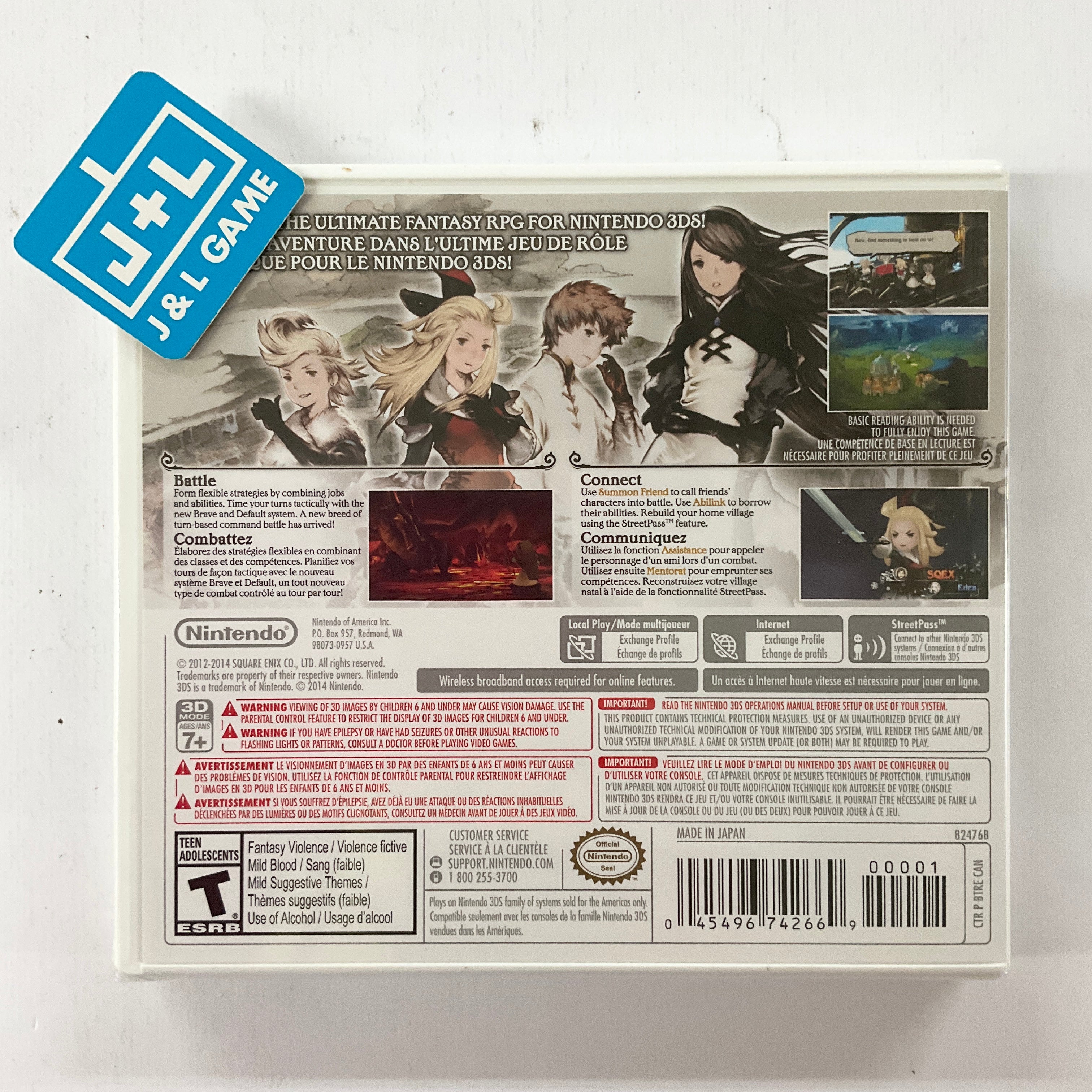 Bravely Default (Canada Version) - Nintendo 3DS | J&L Game