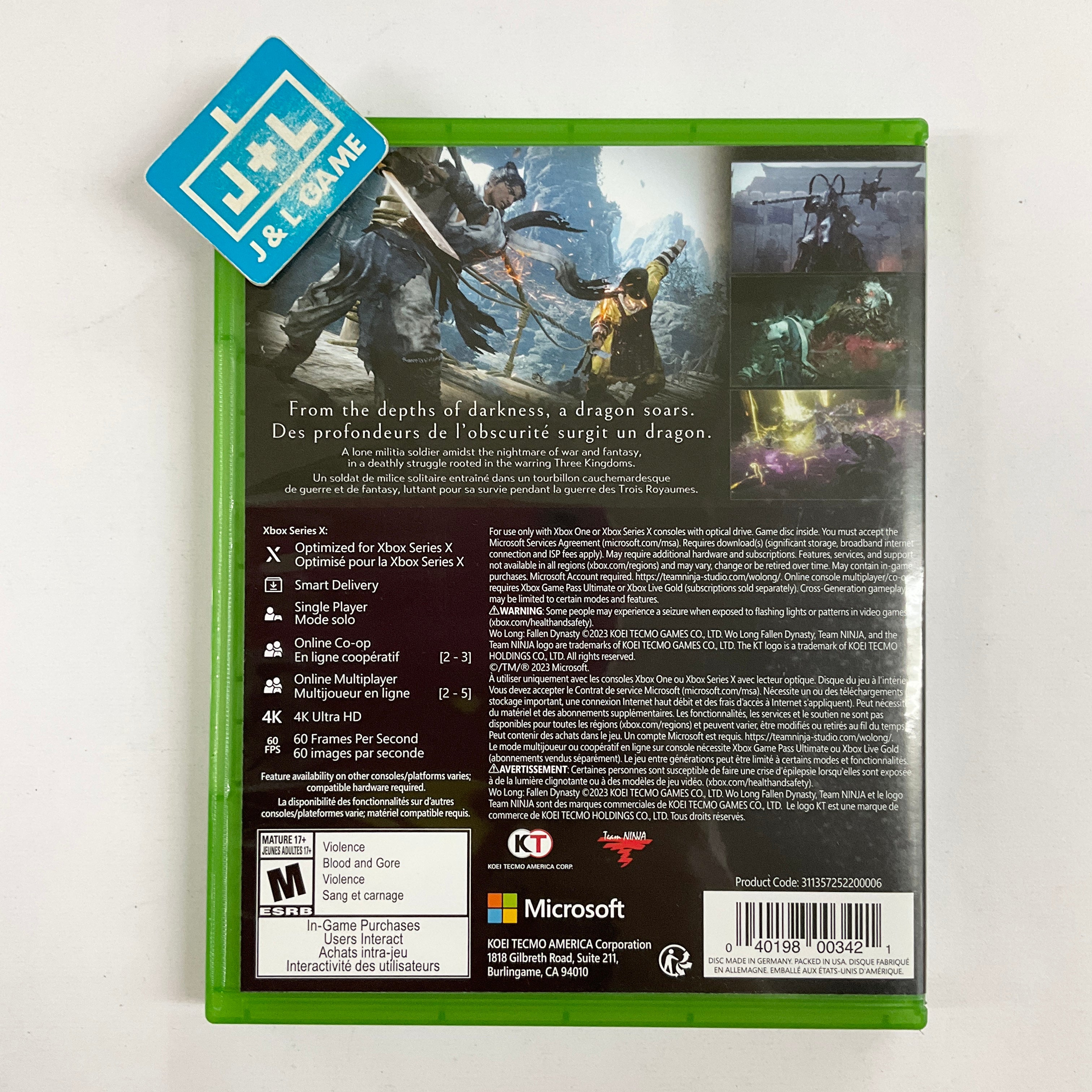 Wo Long: Fallen Dynasty - (XSX) Xbox Series X [Pre-Owned] Video Games Koei Tecmo Games   