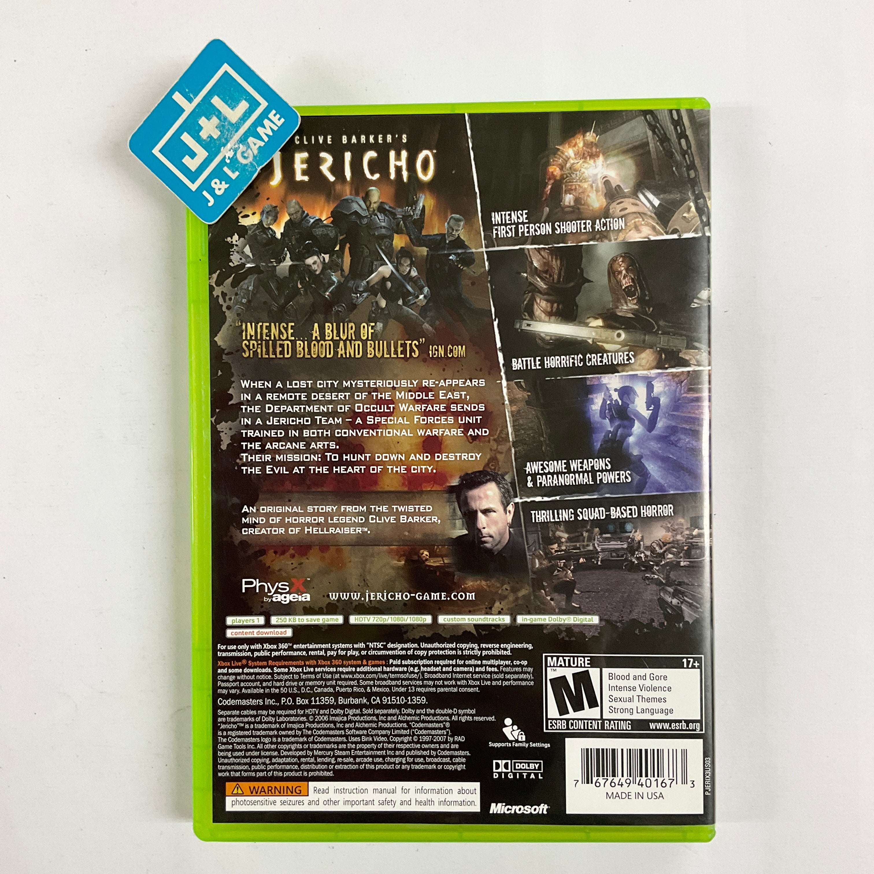 XBOX360ソフト CLIVE BARKER’S JERICHO　ジェリコ Clive Barker's Jericho for Xbox360