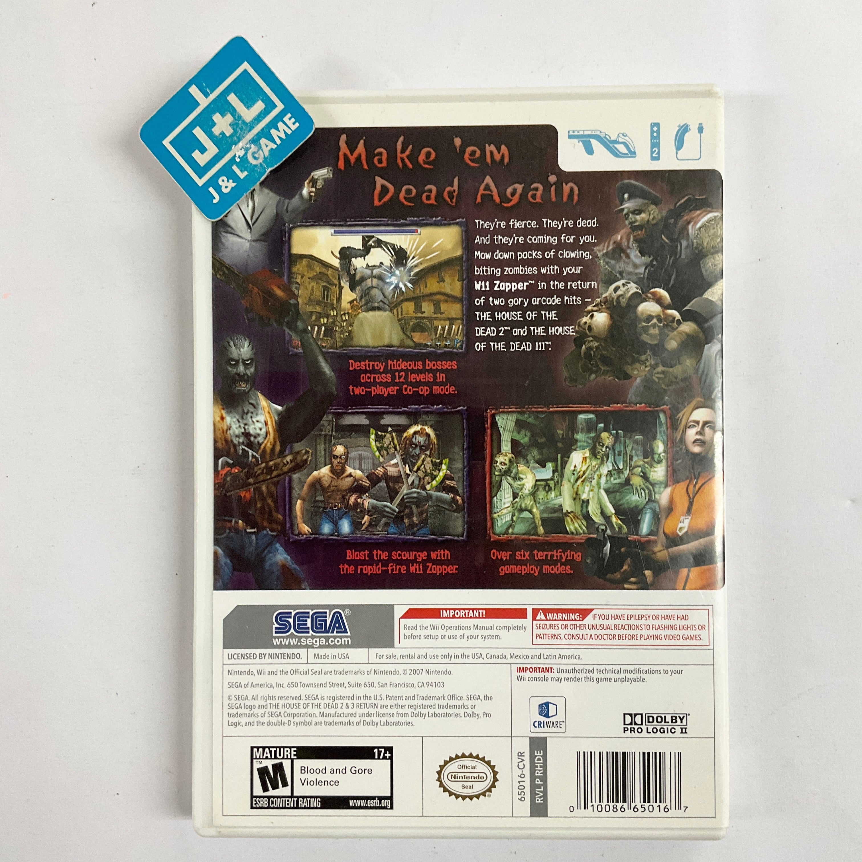 The House of the Dead 2 & 3 Return - Nintendo Wii [Pre-Owned] Video Games SEGA   