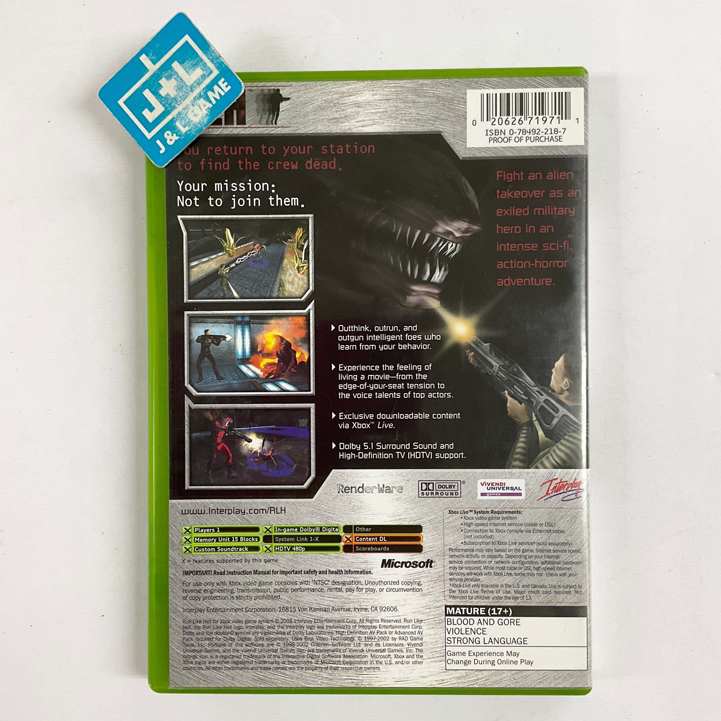RLH: Run Like Hell - (XB) Xbox [Pre-Owned] | J&L Game