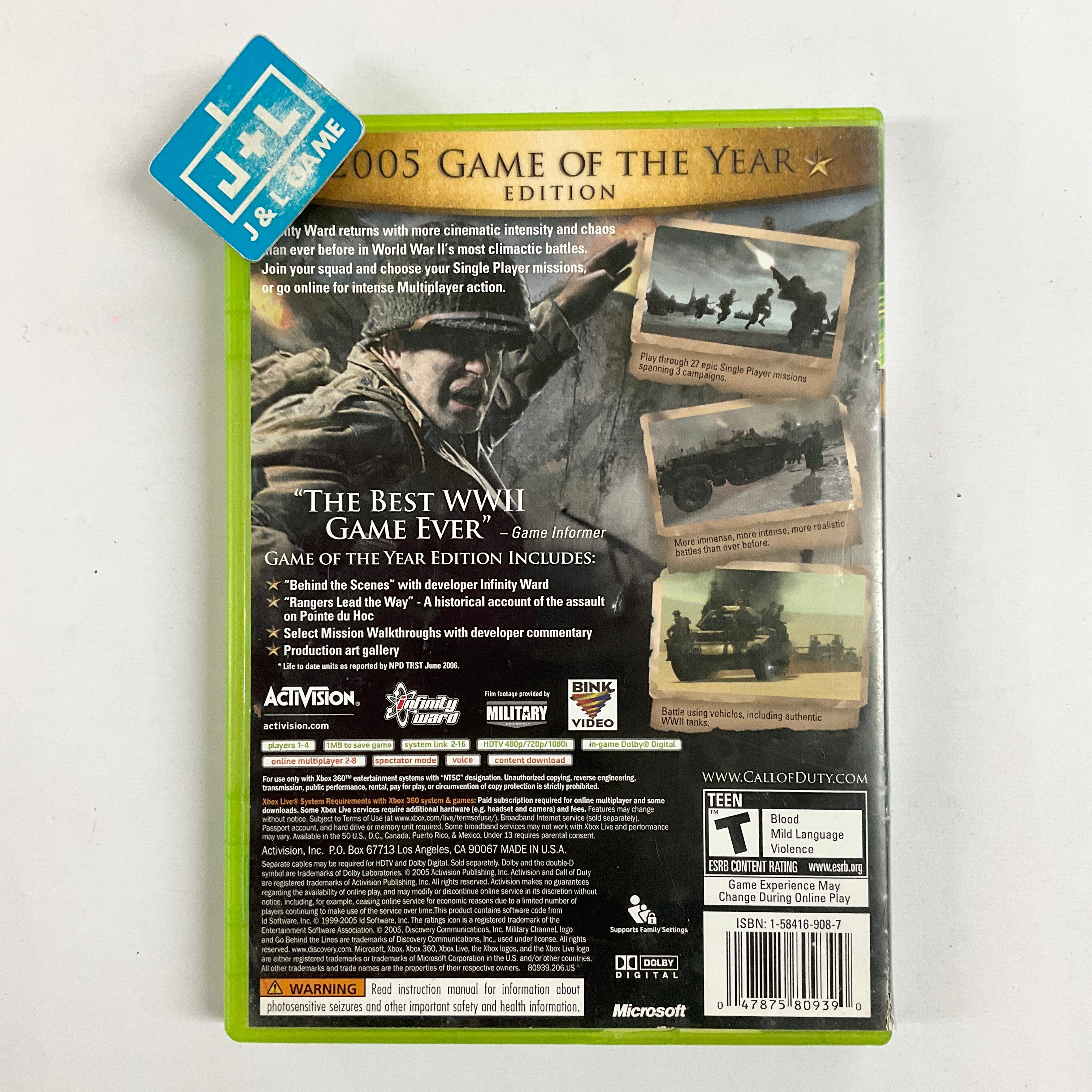 Call of Duty 2 (Game of the Year Edition) - Xbox 360 [Pre-Owned] Video Games Activision   