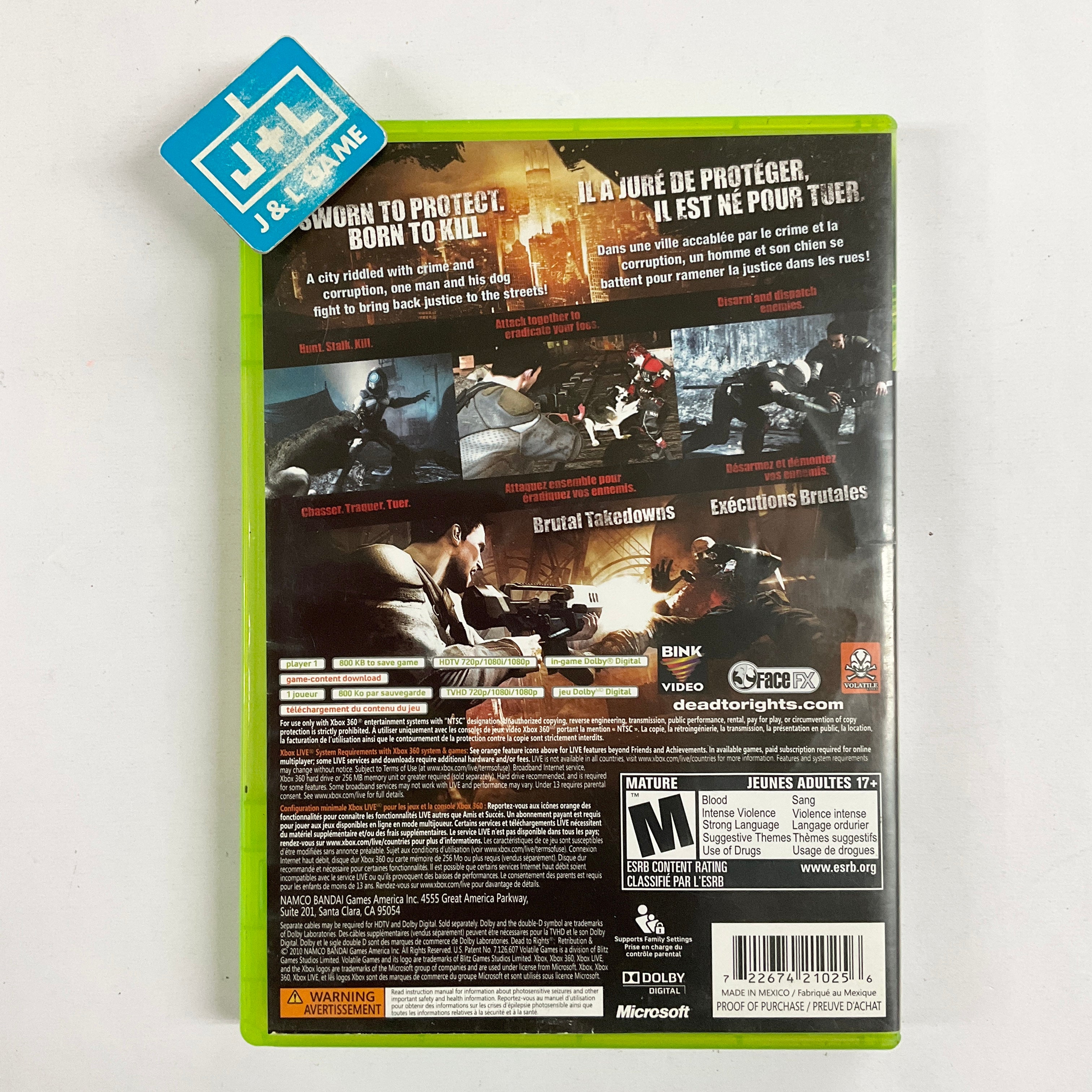 Dead to Rights: Retribution - Xbox 360 [Pre-Owned] Video Games Namco Bandai Games   