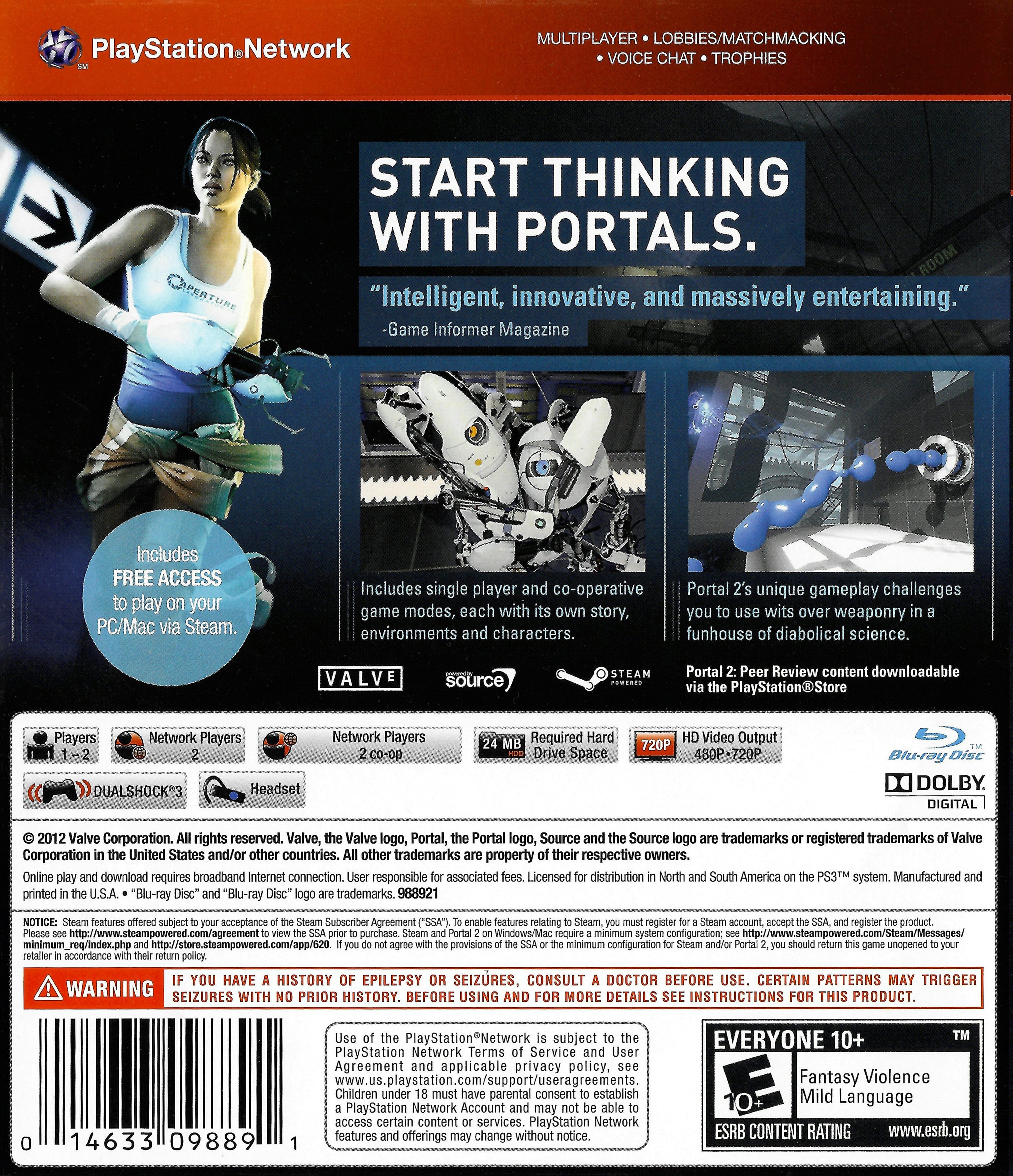 Portal 2 (Greatest Hits) - (PS3) PlayStation 3 [Pre-Owned] Video Games Valve Software