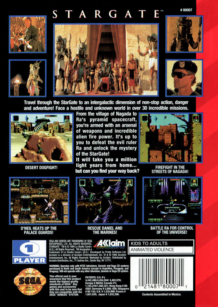 Stargate  - (SG) SEGA Genesis [Pre-Owned] Video Games Acclaim   