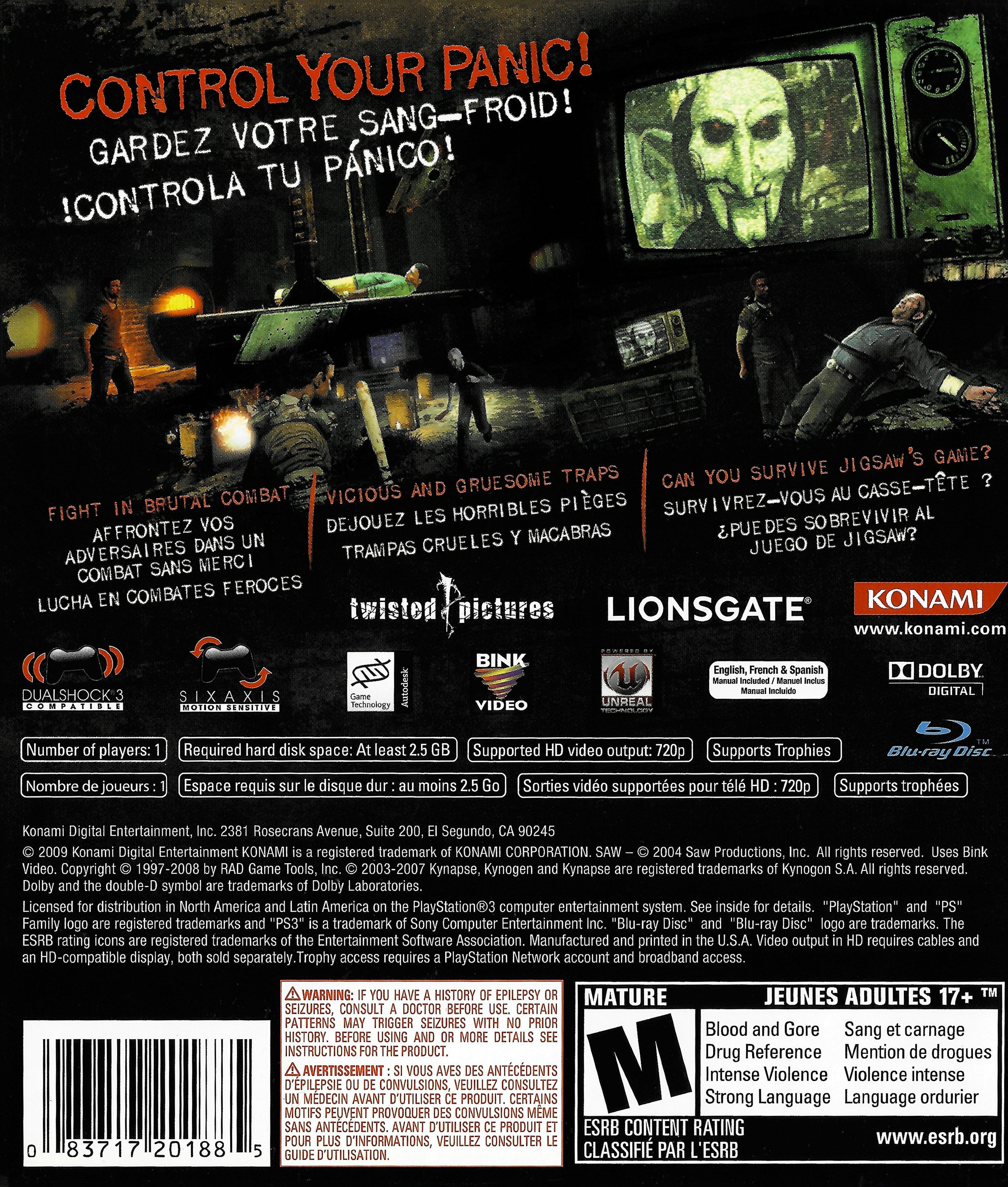 Saw - (PS3) PlayStation 3 [Pre-Owned] Video Games Konami   