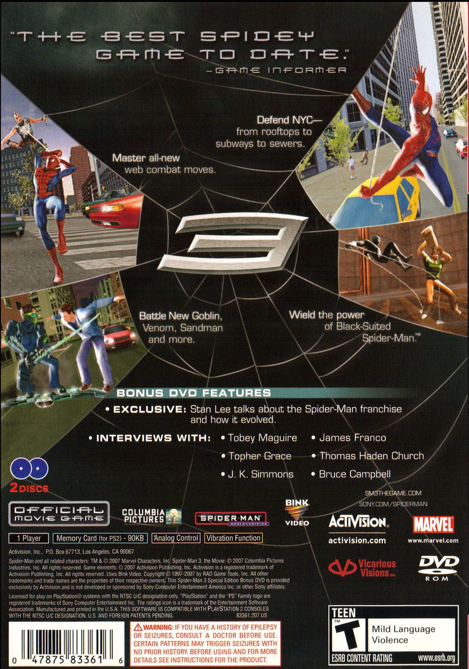 Spider-Man 3 (Special Edition) (Greatest Hits) - (PS2) PlayStation 2 [Pre-Owned] Video Games Activision   