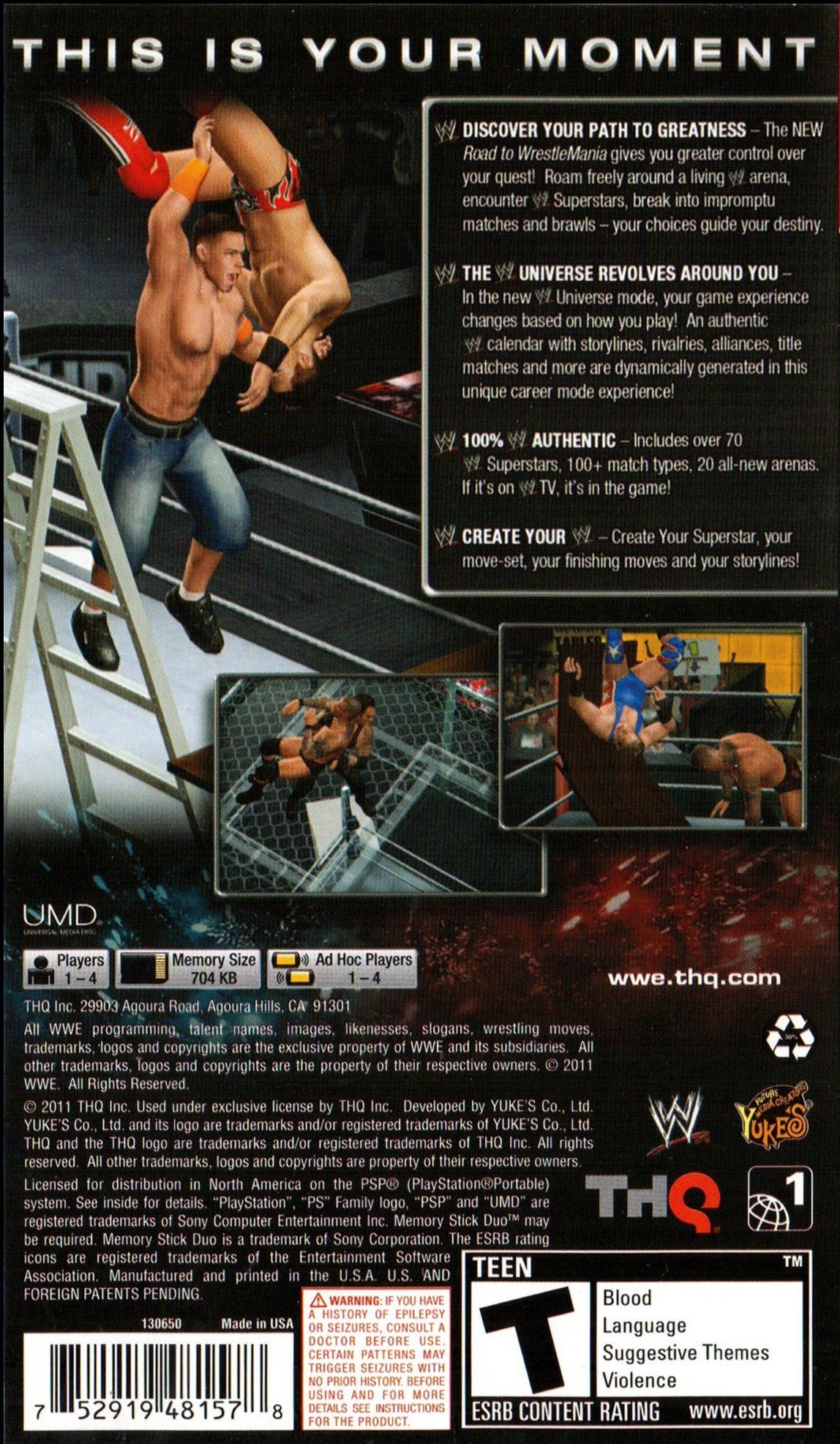 WWE SmackDown vs. Raw 2011 (Greatest Hits) - Sony PSP [Pre-Owned] Video Games THQ   