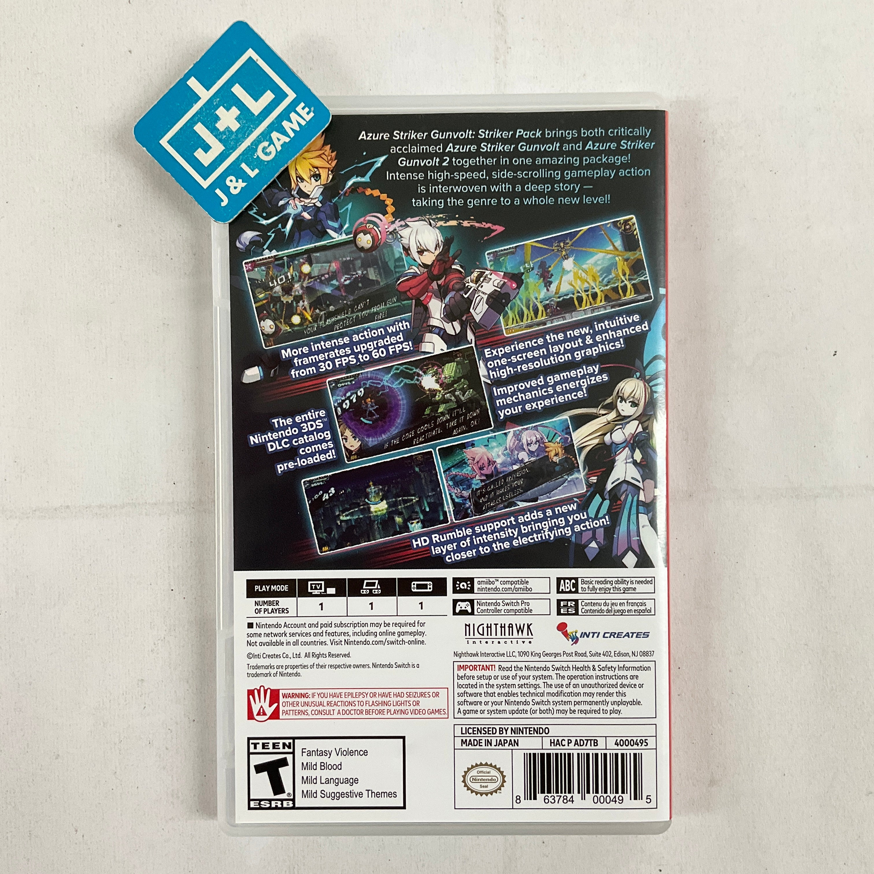 Azure Striker Gunvolt: Striker Pack - (NSW) Nintendo Switch [Pre-Owned] Video Games Nighthawk Interactive   