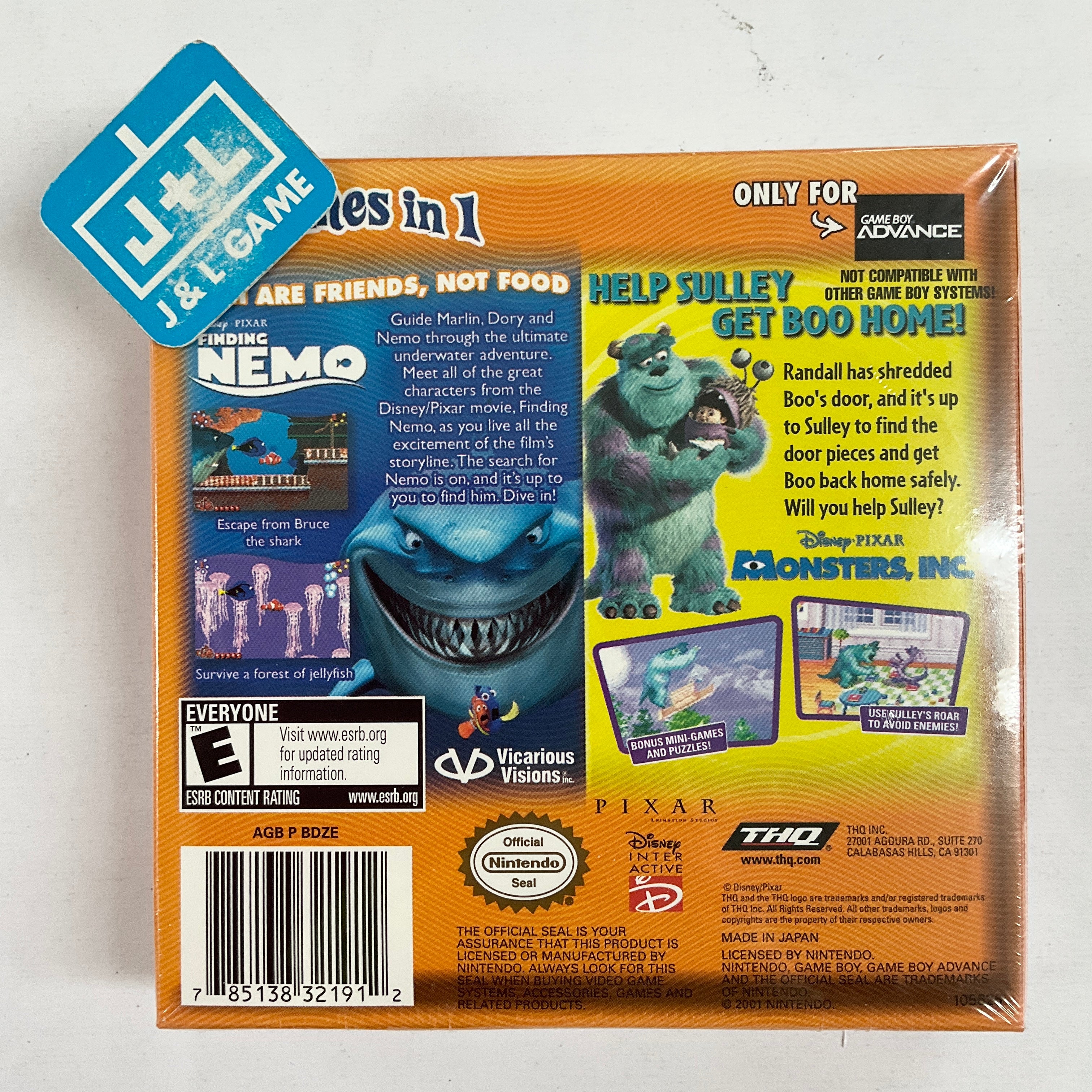 finding nemo in monsters inc 2 Games In 1 Double Pack: Finding Nemo / Monsters, Inc. - (GBA) Game B