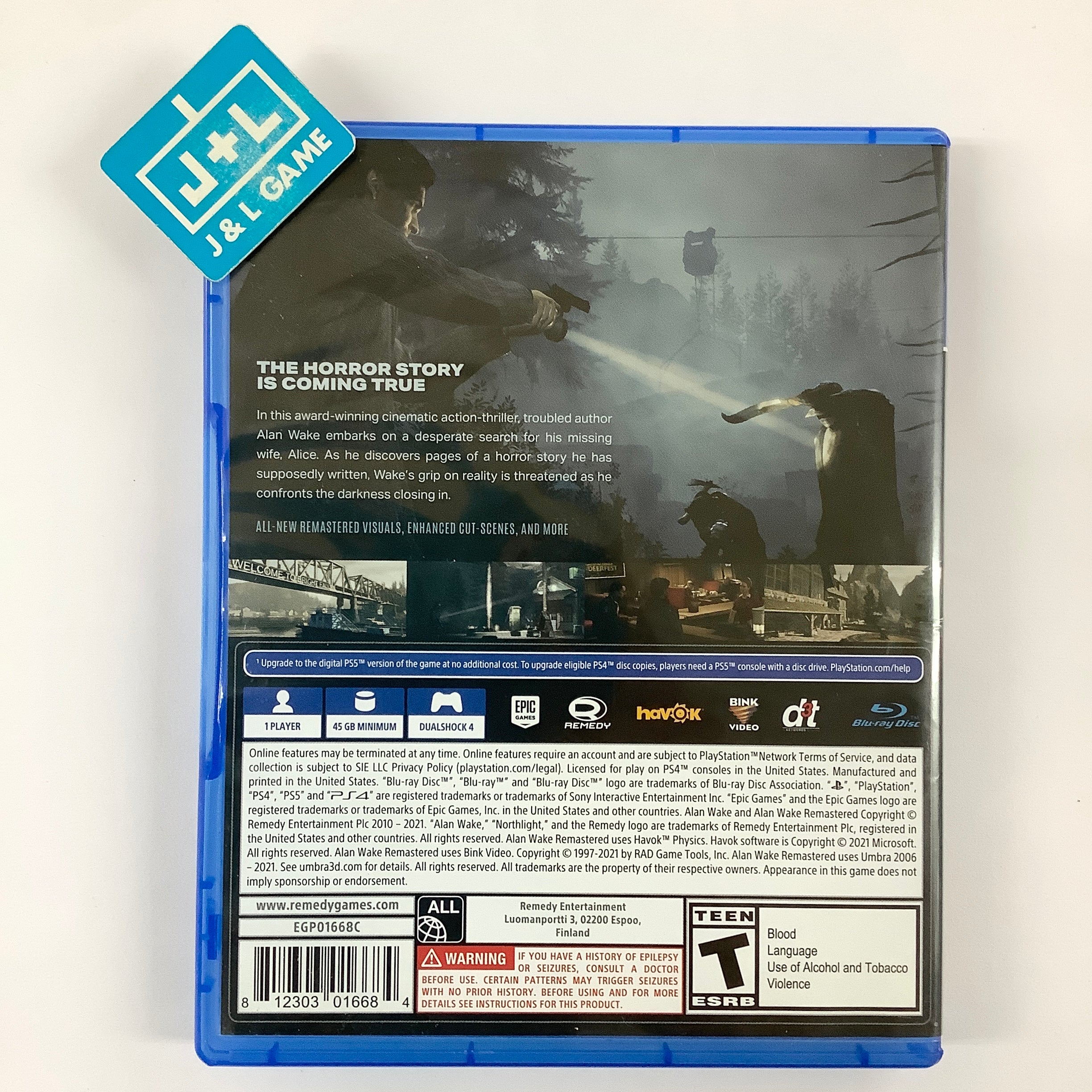Alan Wake Remastered - (PS4) PlayStation 4 [Pre-Owned] Video Games Epic Games Publishing   