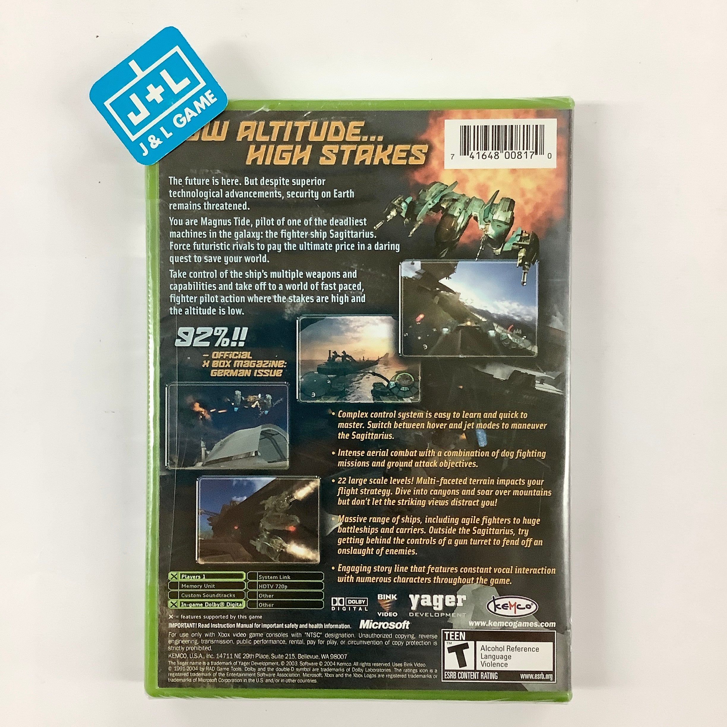 Jeu YAGER Pour Xbox Originale - Édition PAL, Testé Et Nettoyé | Jeu Rétro