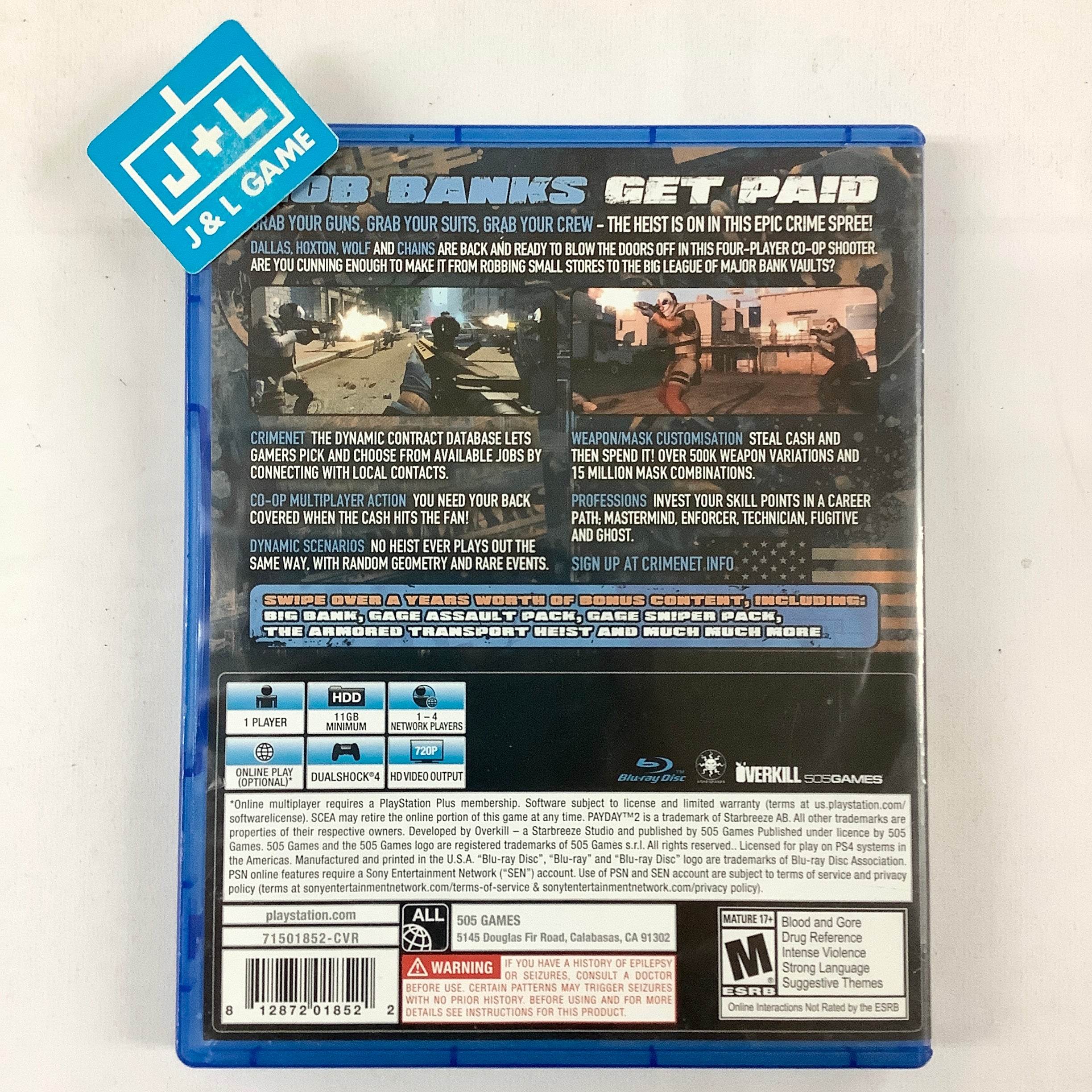Payday 2 (Crimewave Edition) - (PS4) PlayStation 4 [Pre-Owned] Video Games 505 Games   