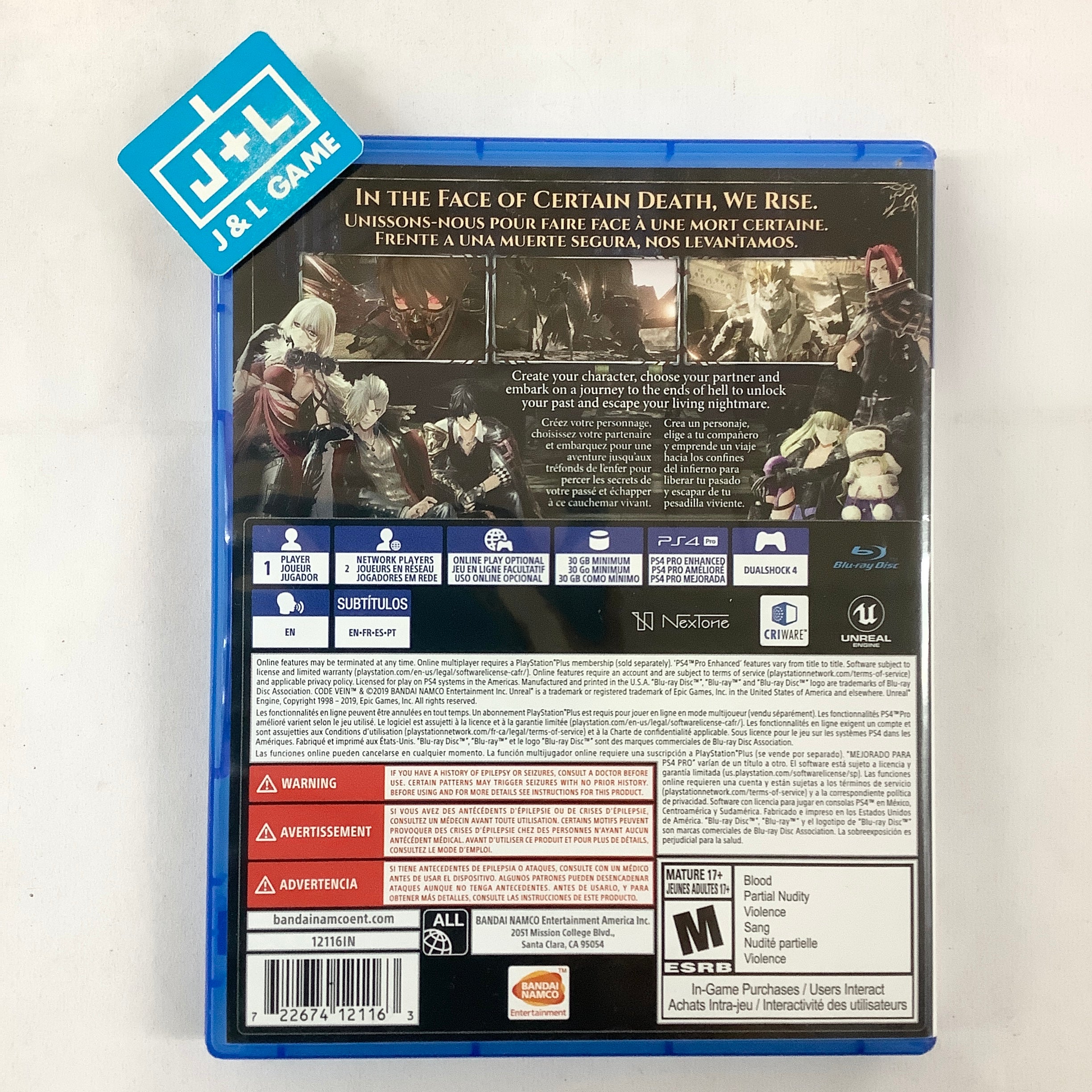 Code Vein - (PS4) PlayStation 4 [Pre-Owned] Video Games Bandai Namco Games   