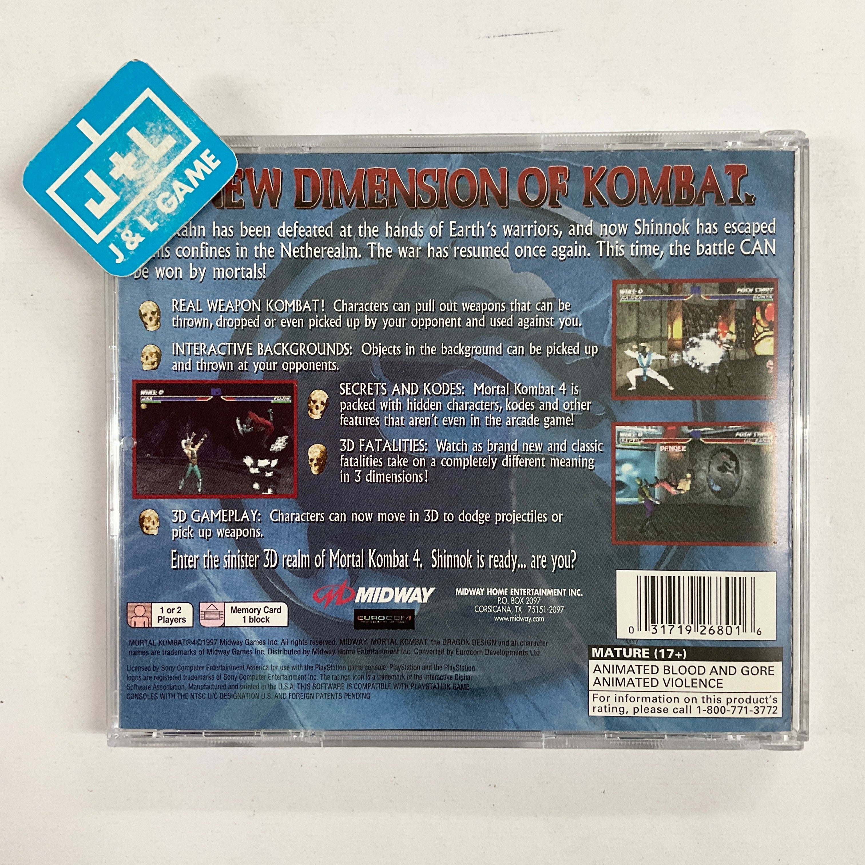 Mortal Kombat 4 - (PS1) PlayStation 1 [Pre-Owned] Video Games Midway   