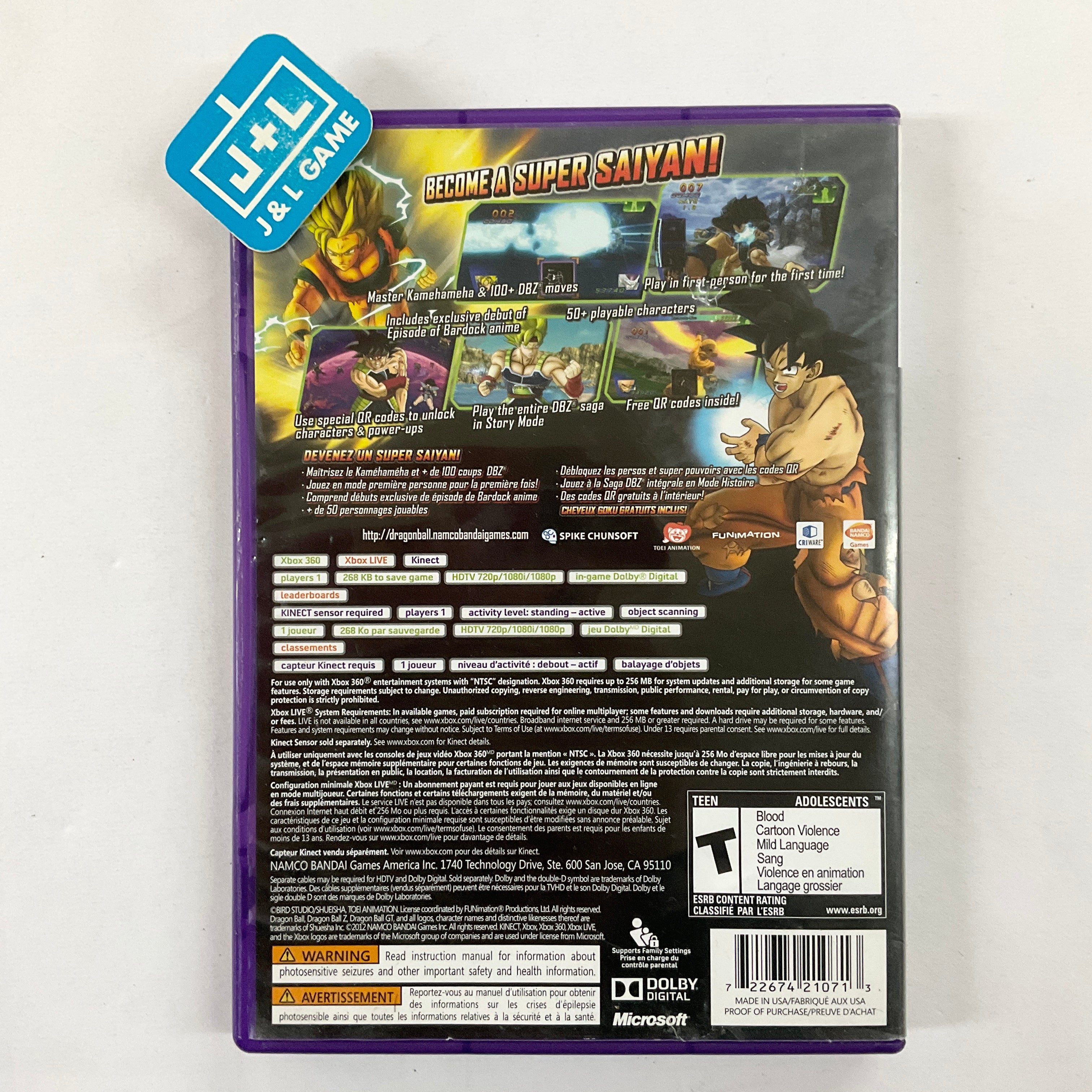 Dragon Ball Z for Kinect (Kinect Required) - Xbox 360 [Pre-Owned] Video Games Namco Bandai Games   