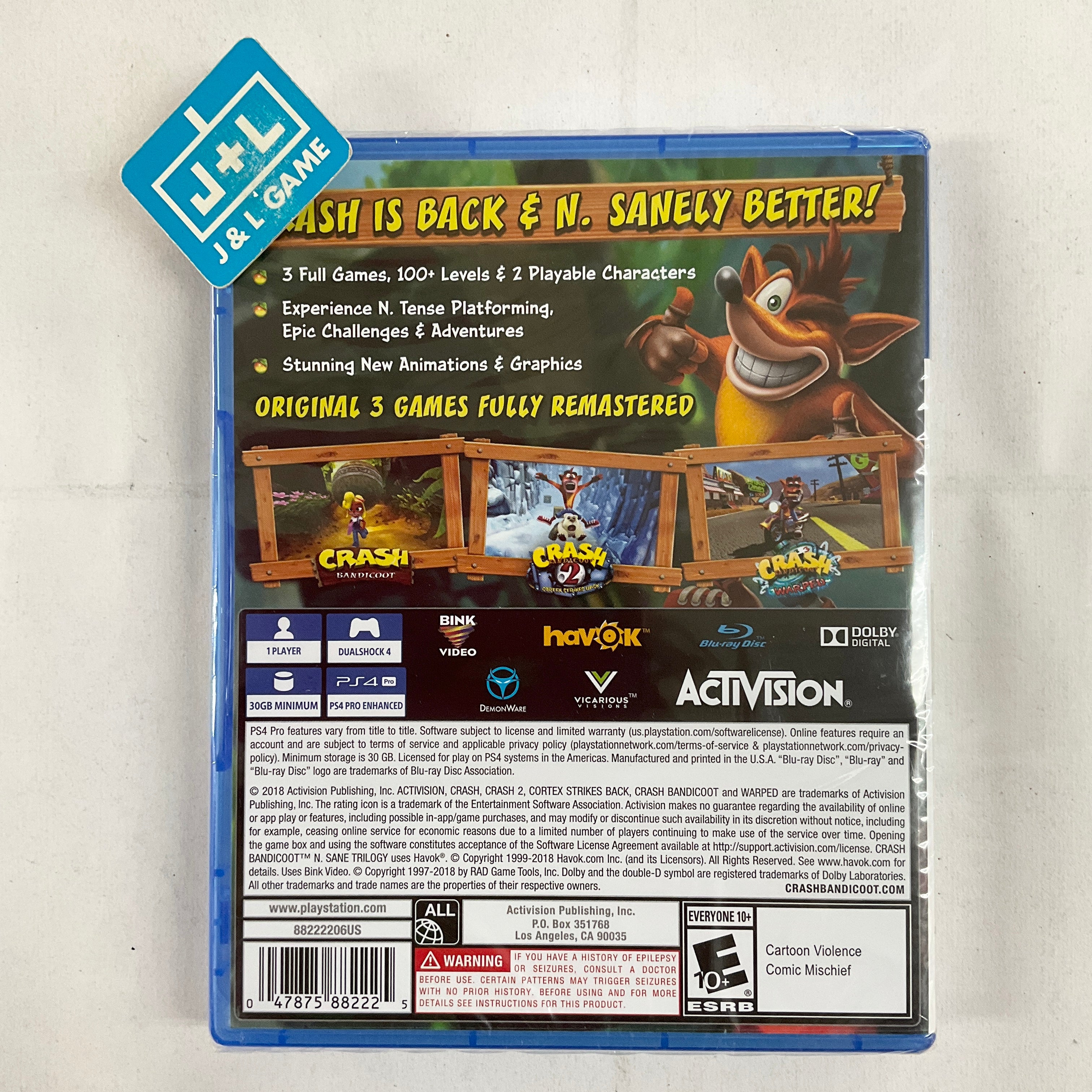 Crash Bandicoot N. Sane Trilogy - (PS4) PlayStation 4 Video Games Activision   