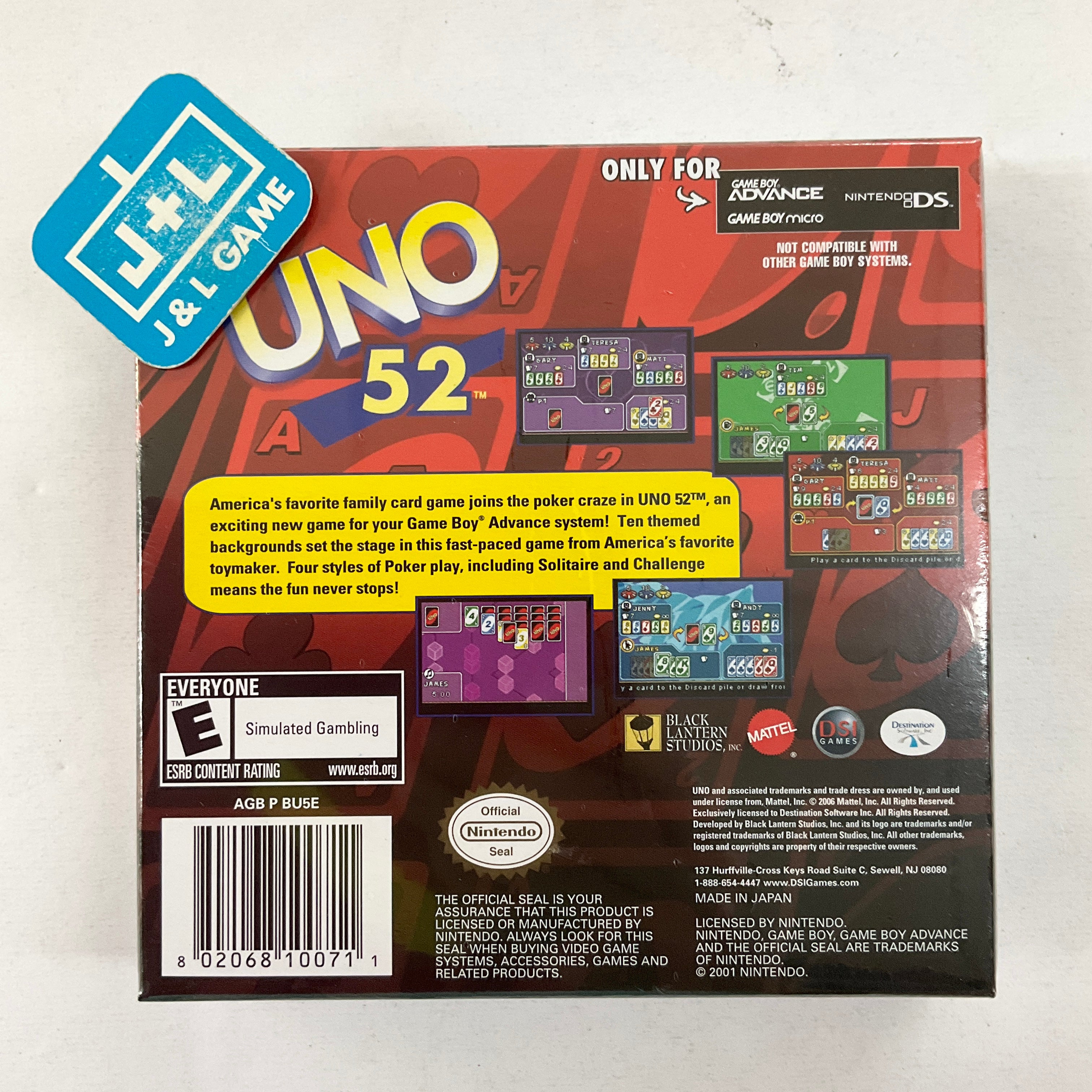 Uno 52 - (GBA) Game Boy Advance | J&L Game