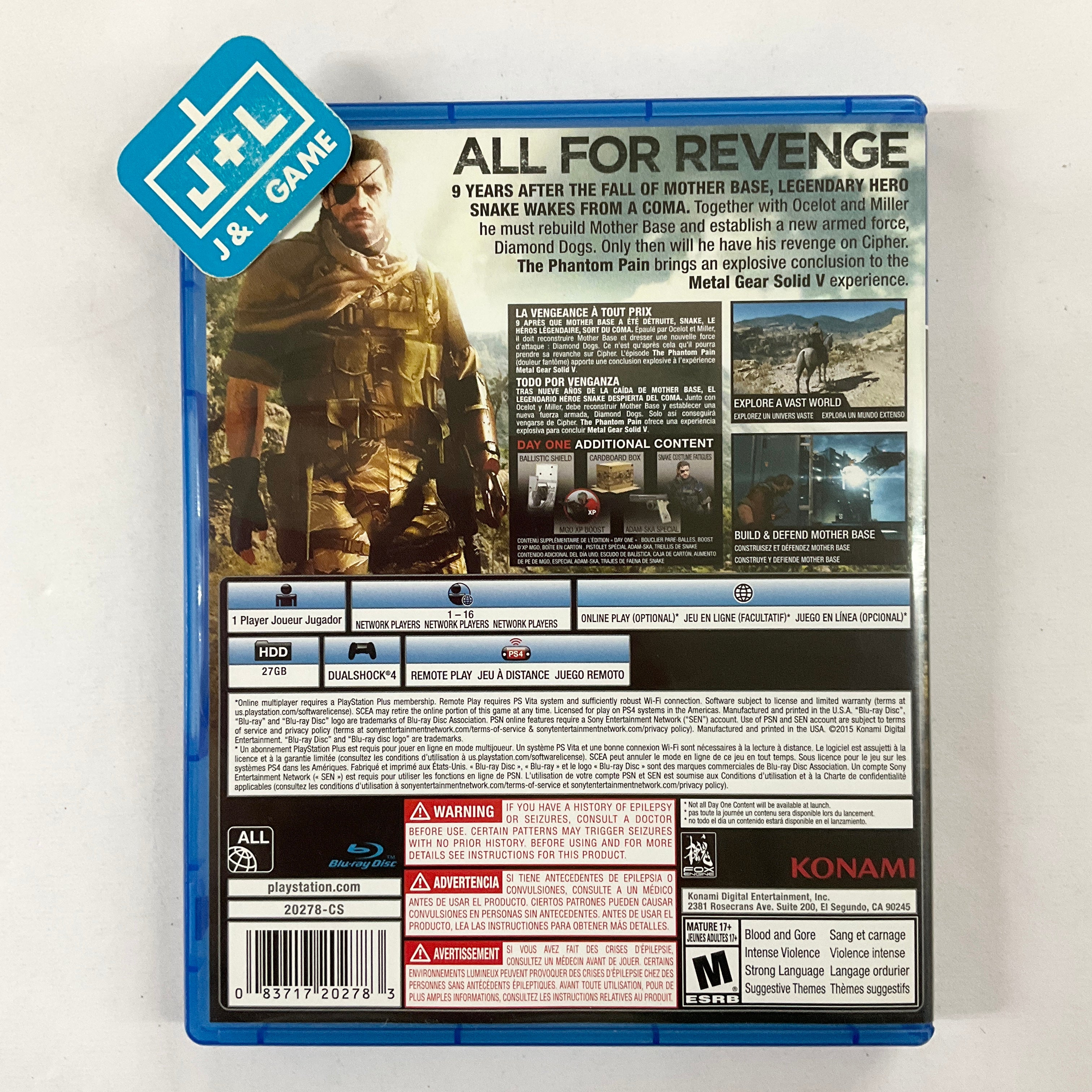 Metal Gear Solid V: The Phantom Pain (Day One Edition) - (PS4) PlayStation 4 [Pre-Owned] Video Games Konami