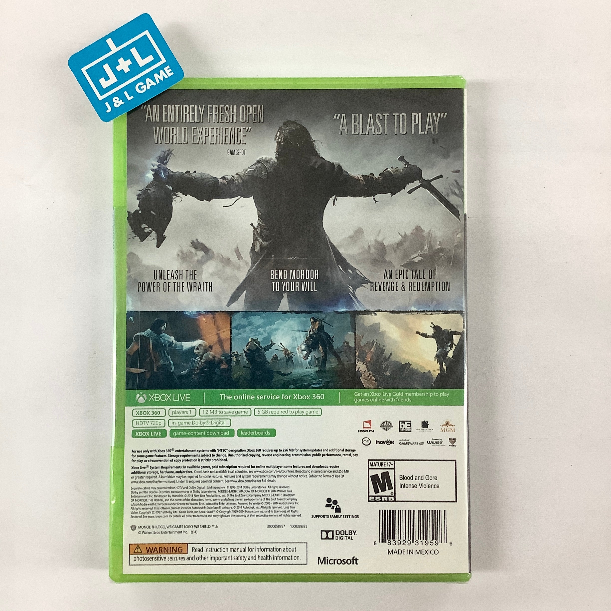 Shadow Of Mordor【中古美品・xbox360メタルボックス欧州版】 Middle-earth: Shadow of Mordor - Xbox 360 | J&L Game