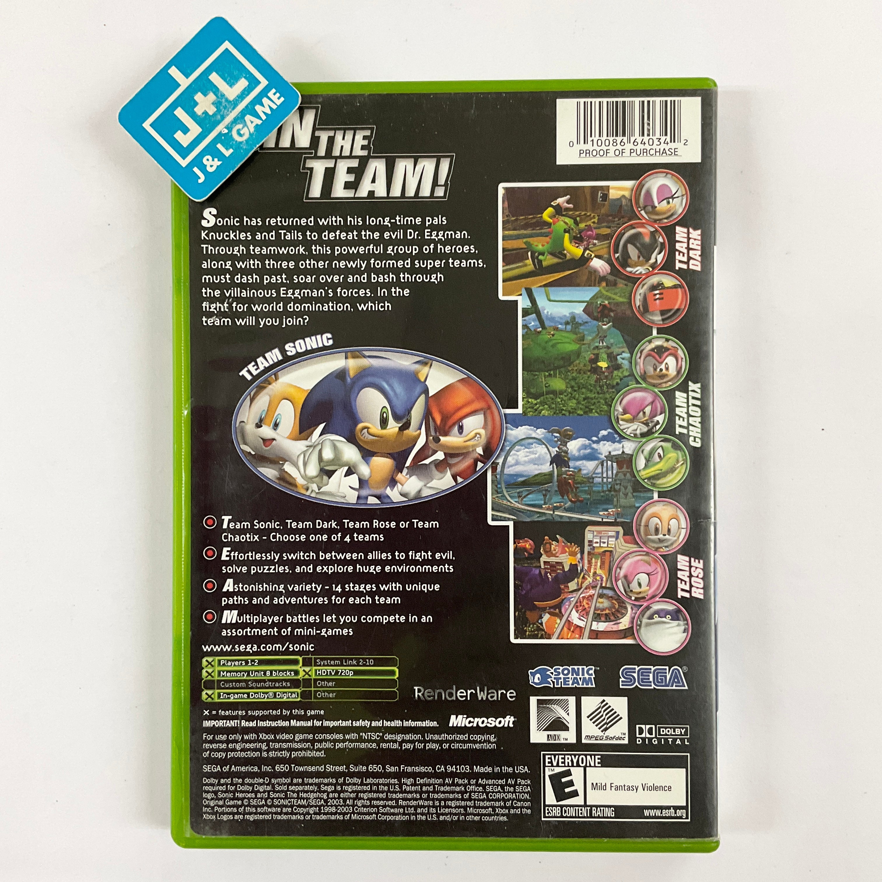 Sonic Heroes - (XB) Xbox [Pre-Owned] | J&L Game