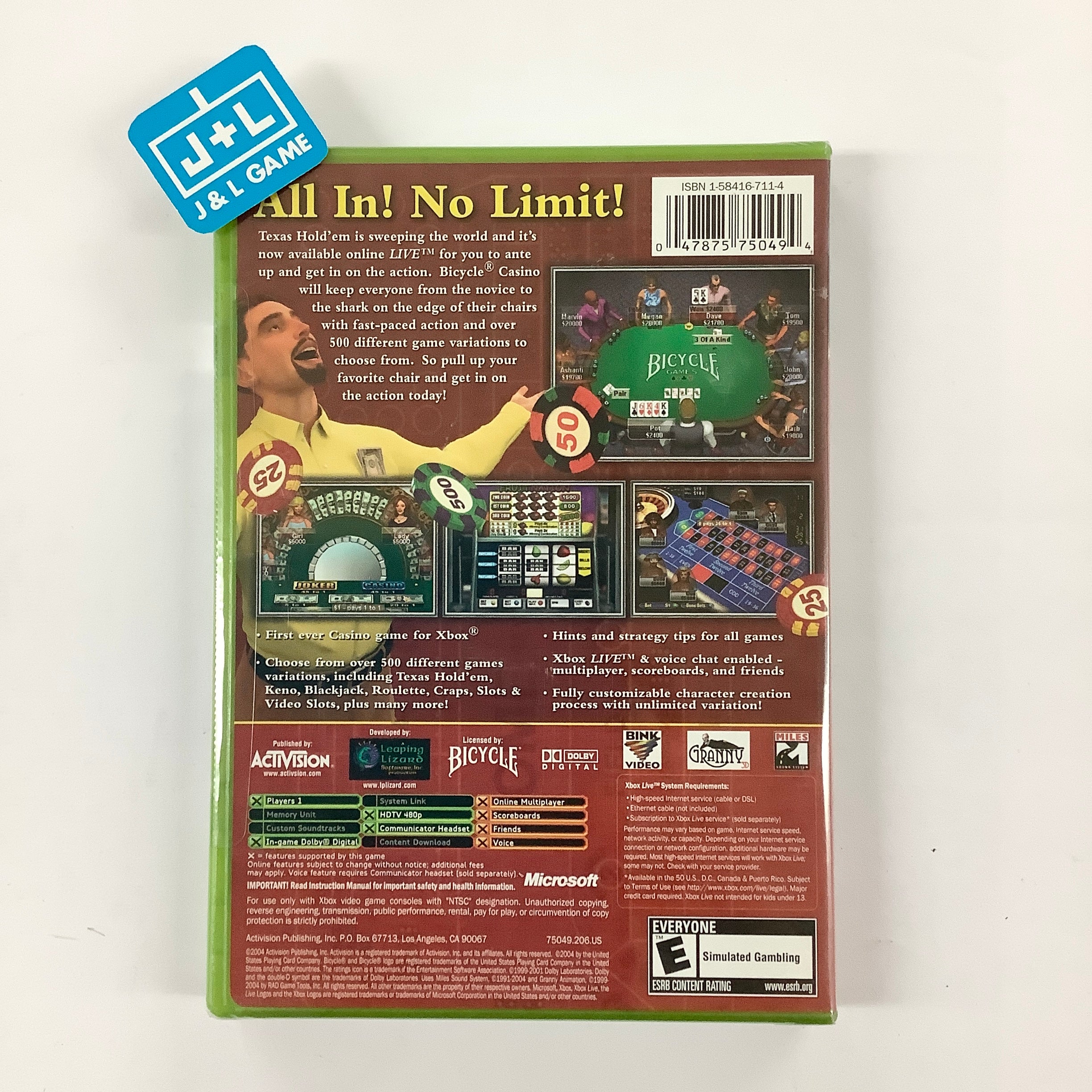 Bicycle Casino - (XB) Xbox Video Games Activision Value   