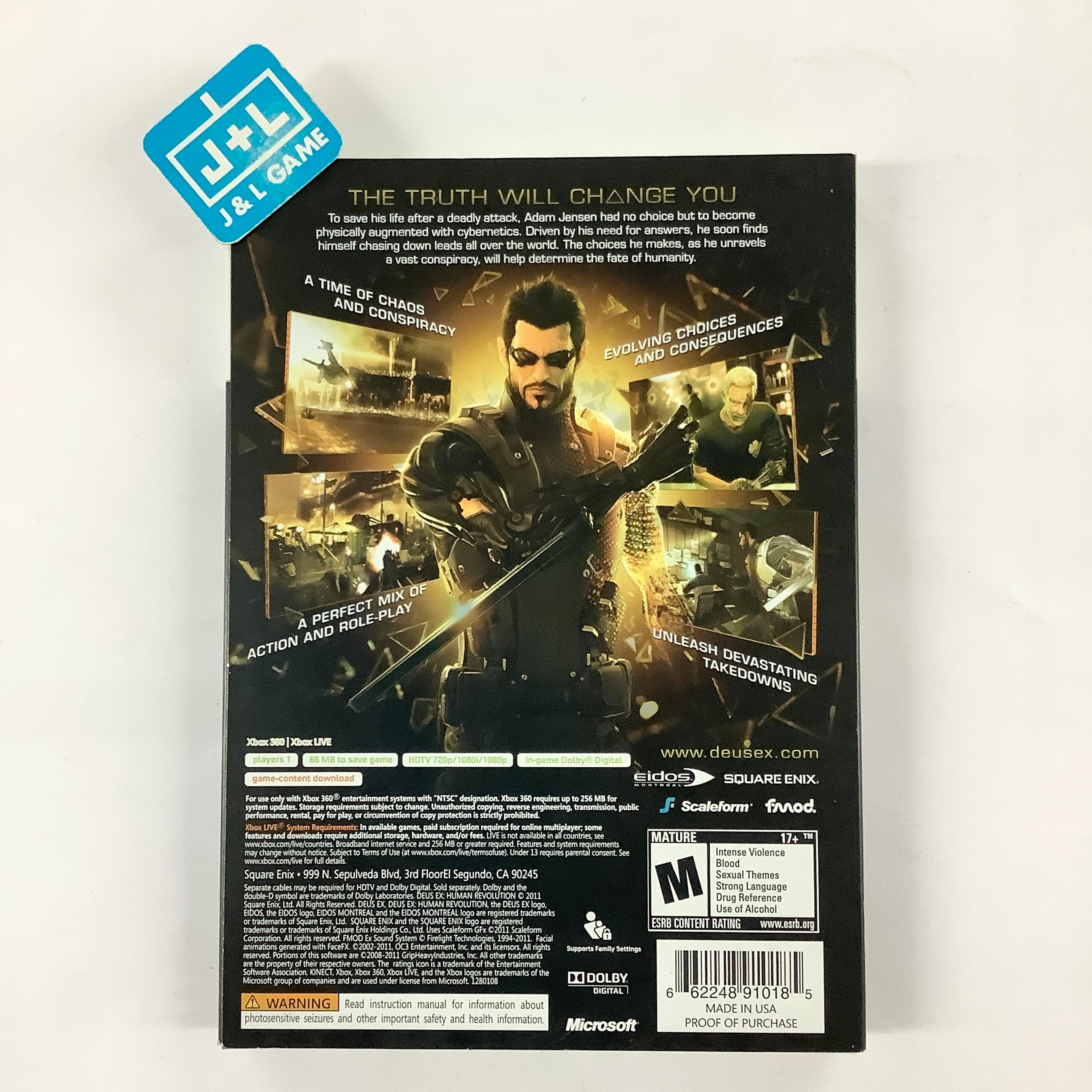 Deus Ex: Human Revolution - Xbox 360 Video Games Square Enix   