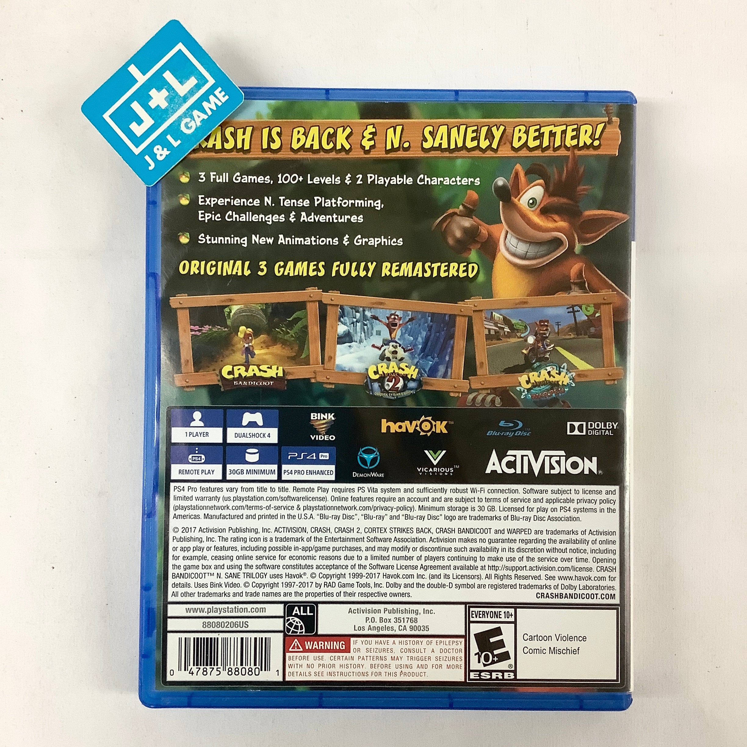 Crash Bandicoot N. Sane Trilogy - (PS4) PlayStation 4 [Pre-Owned] Video Games Activision   