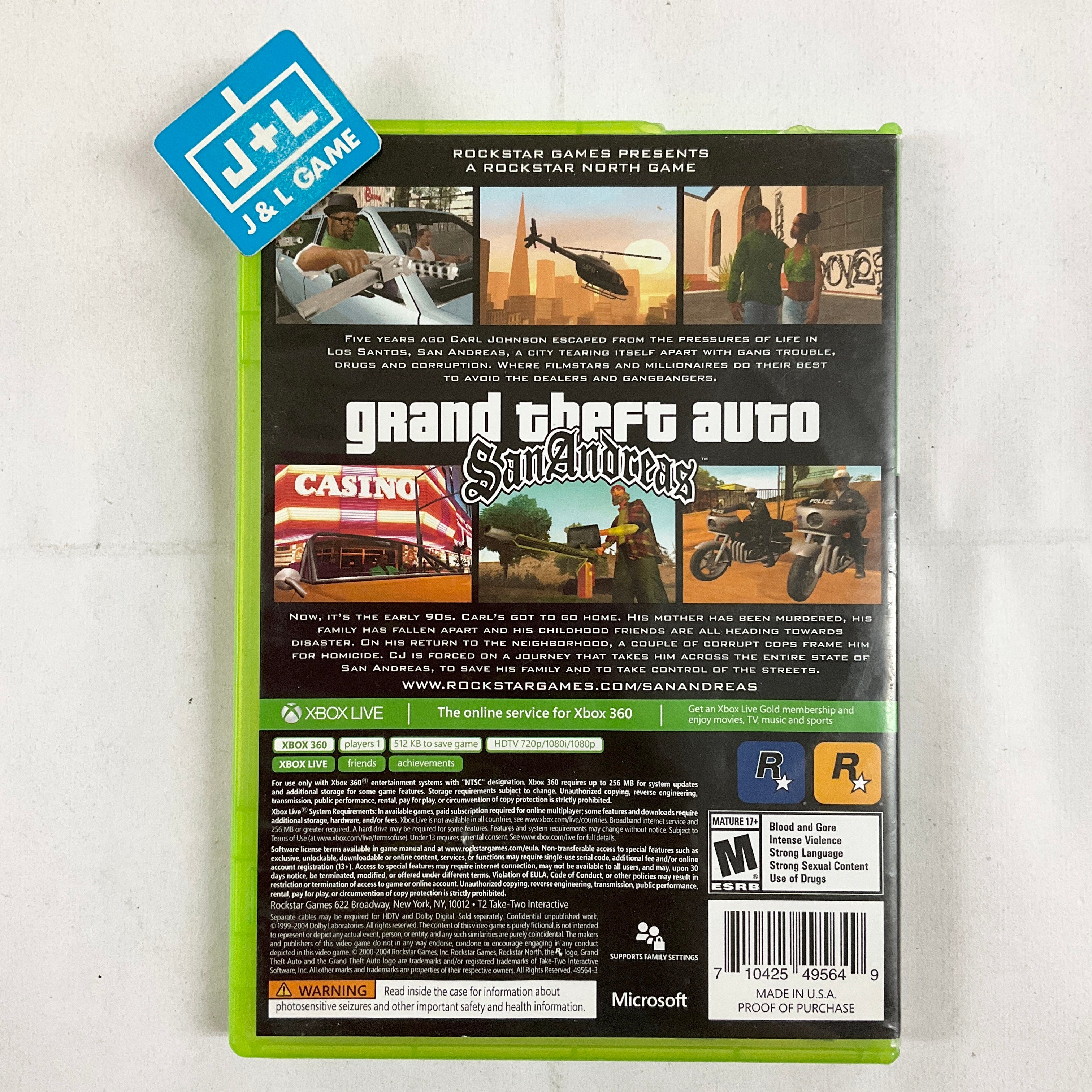 Grand Theft Auto: San Andreas (Platinum Hits) - Xbox 360 [Pre-Owned] Video Games Grand+Theft+Auto   